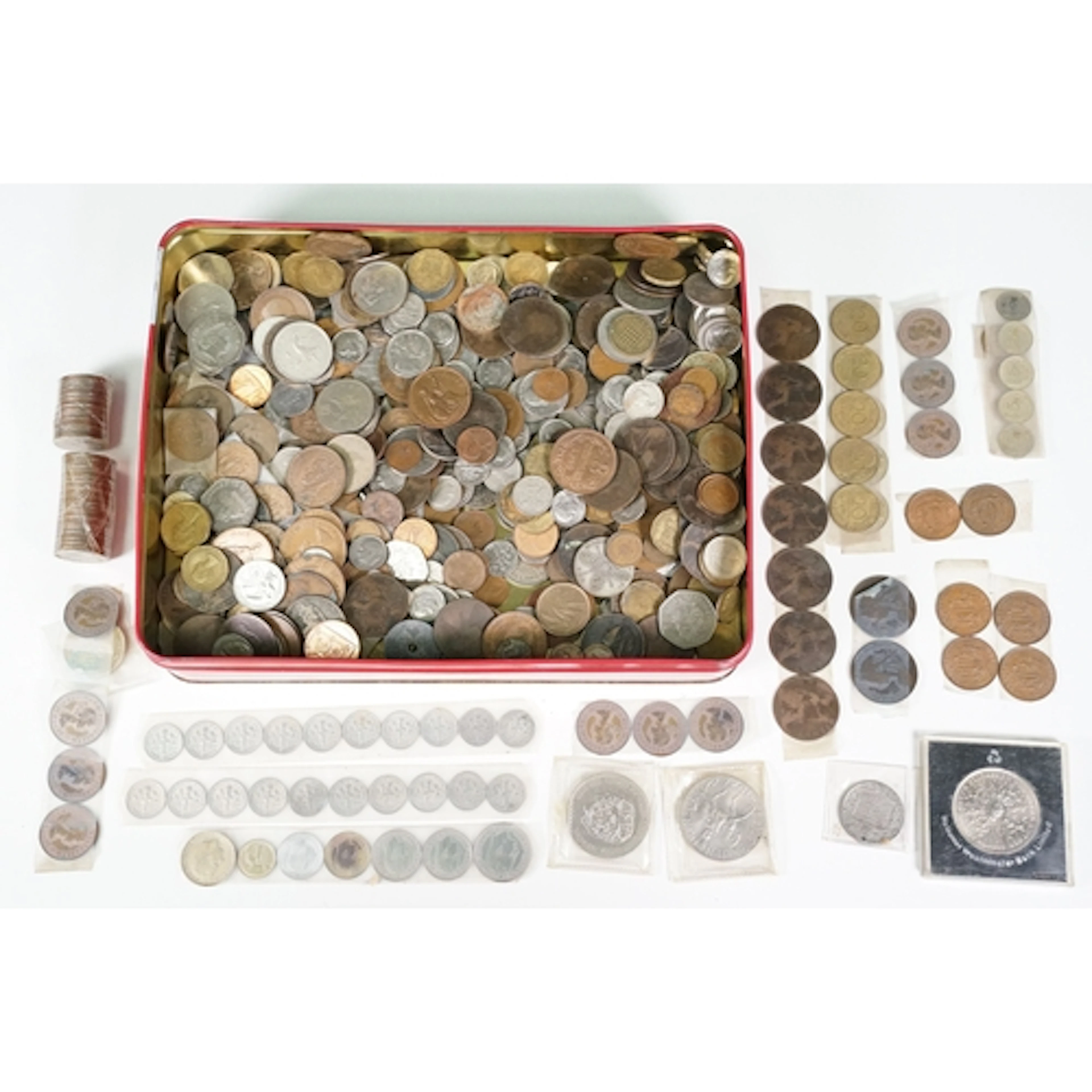 A collection of British pre decimal and World coins to inclu...