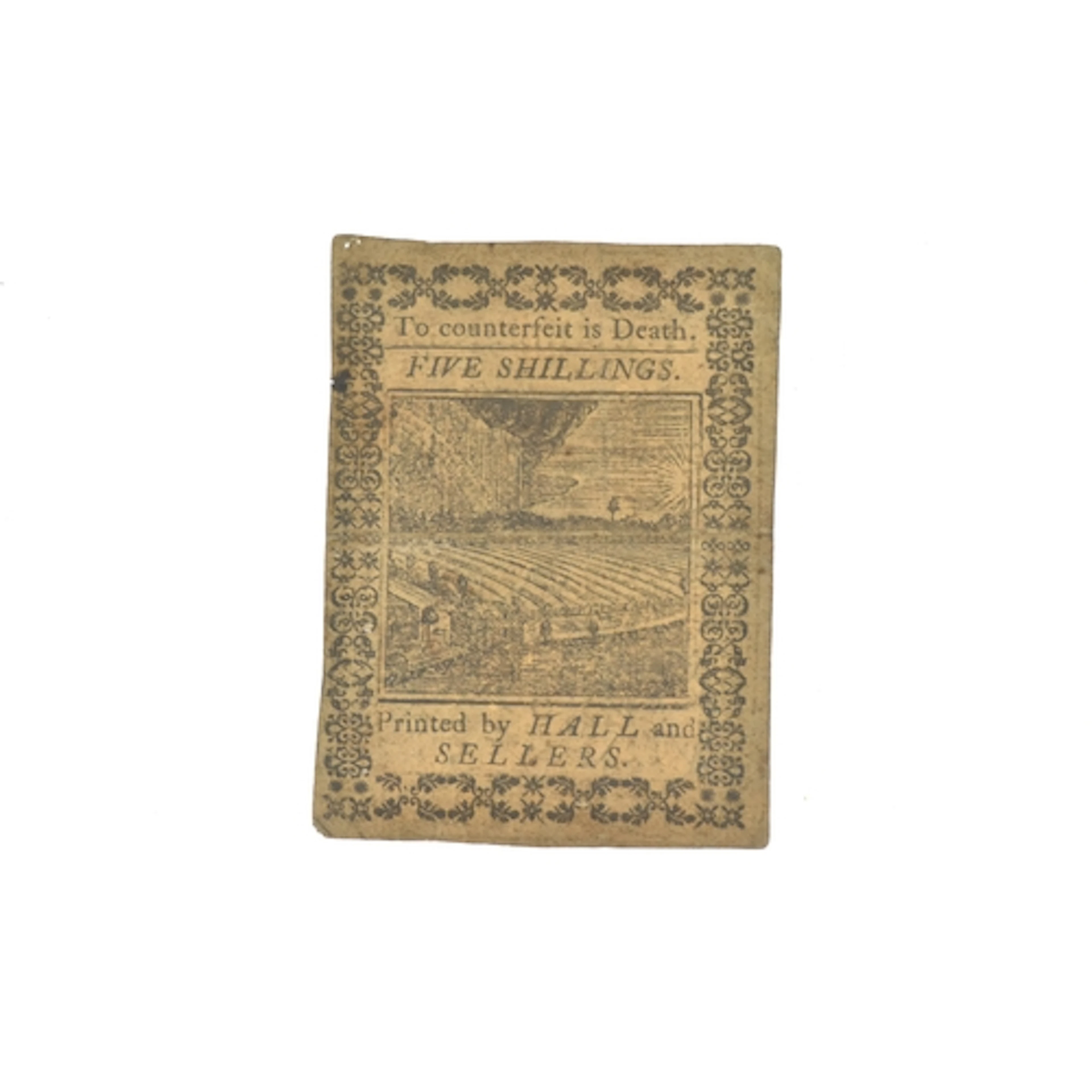 Pennsylvania Five Shillings Colonial Banknote, dated 1st Oct...