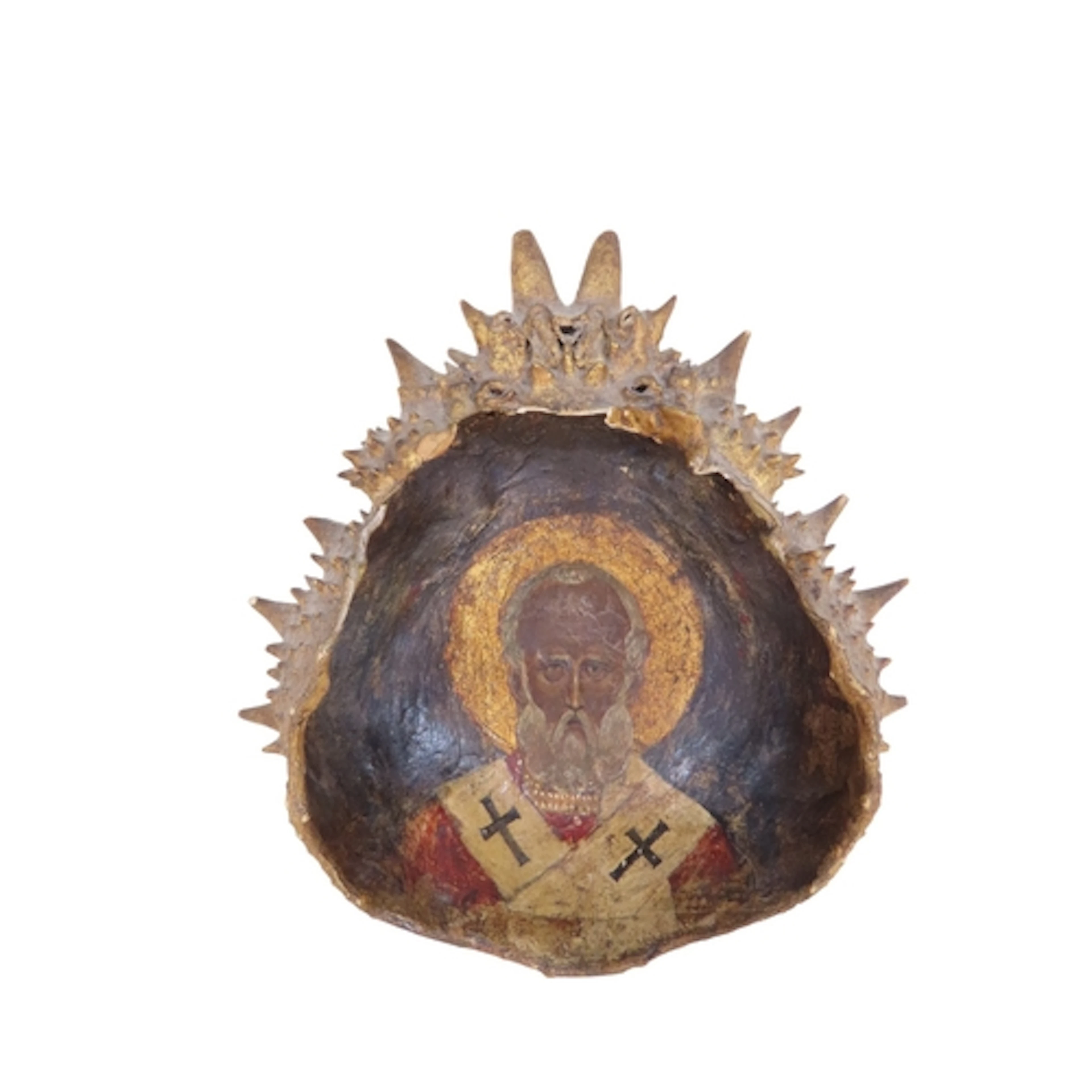 An unusual antique Greek / Orthodox Christian Icon painting ...