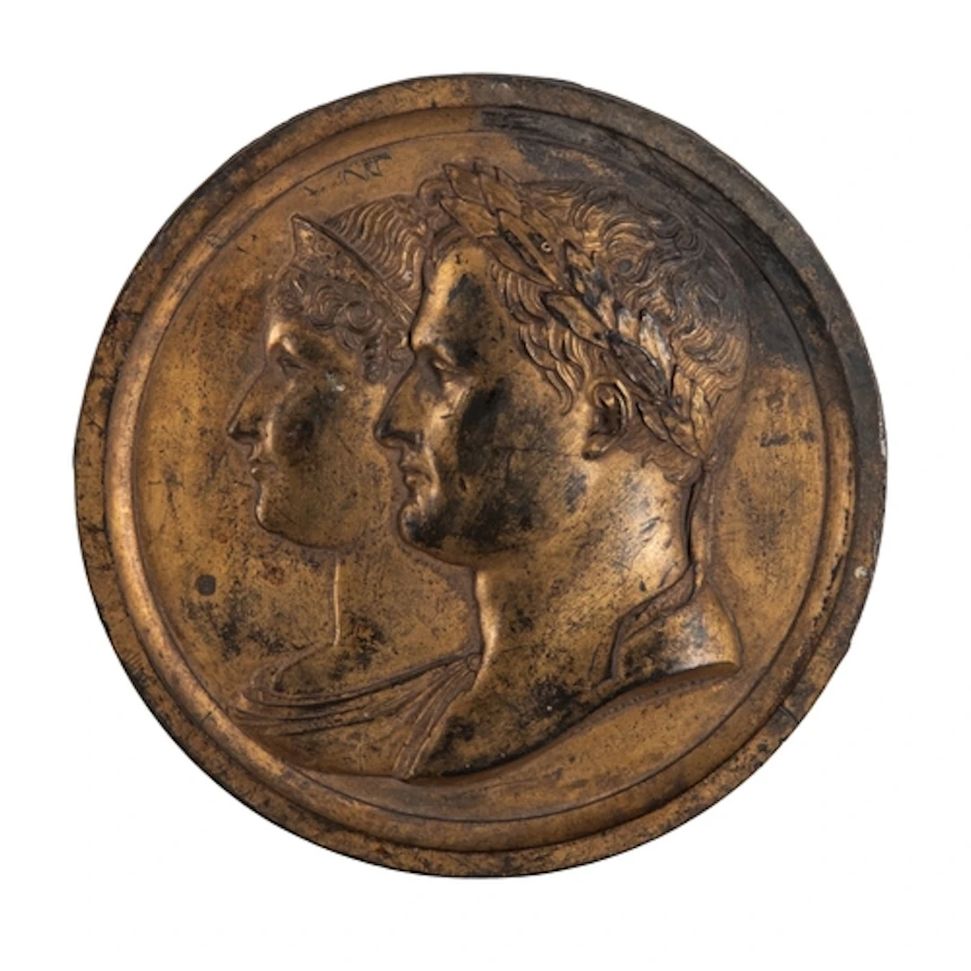After Bertrand Andrieu (1761-1822), a gilt lead double portr...