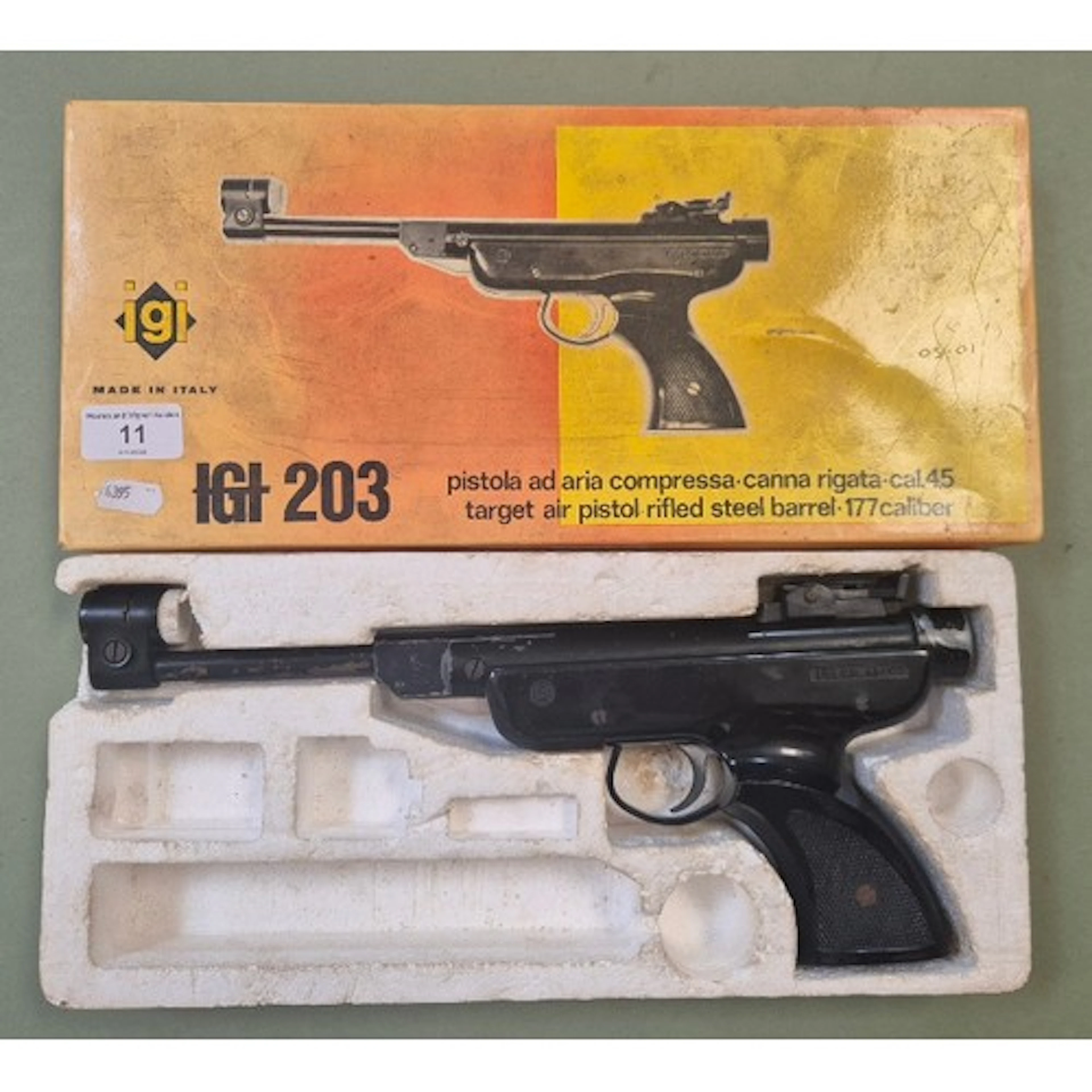 An I.G.I. break barrel .177 calibre air pistol, 35cm long, w...