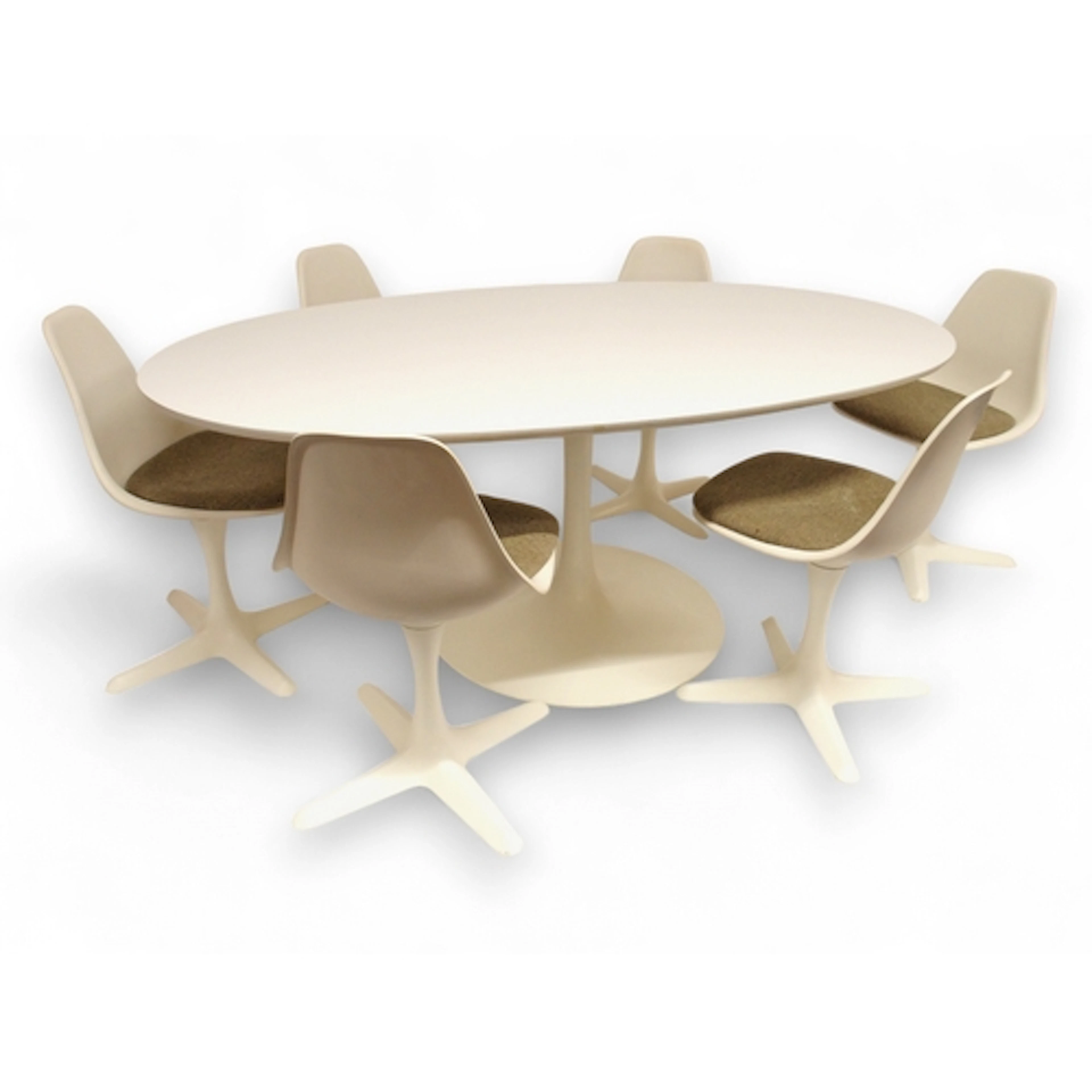 A MID 20TH AFTER EERO SAARINEN FOR ARKANA "TULIP" OVAL DININ...