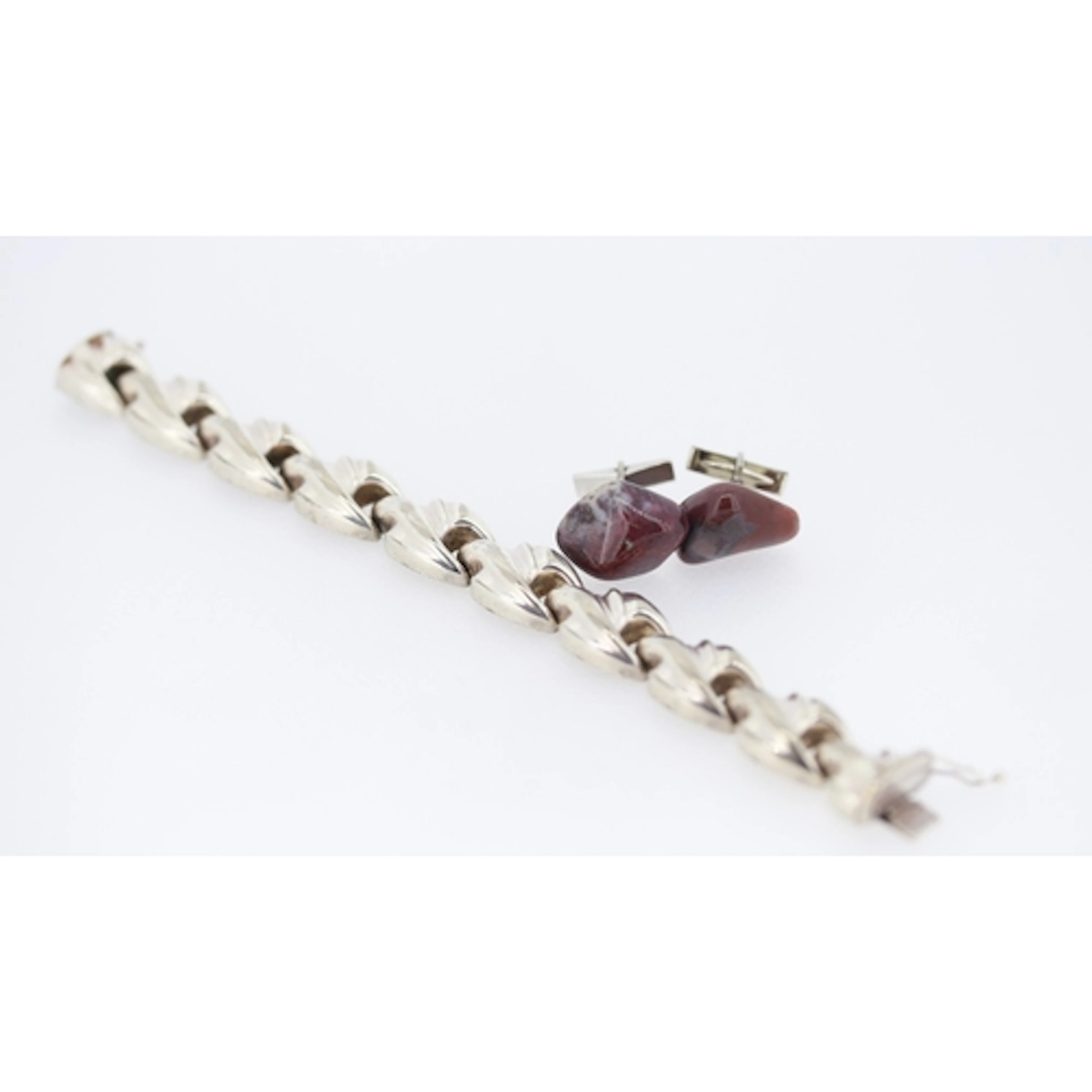 Silver Fancy Link Bracelet 19cm Long 1.5cm Wide and Pair of ...