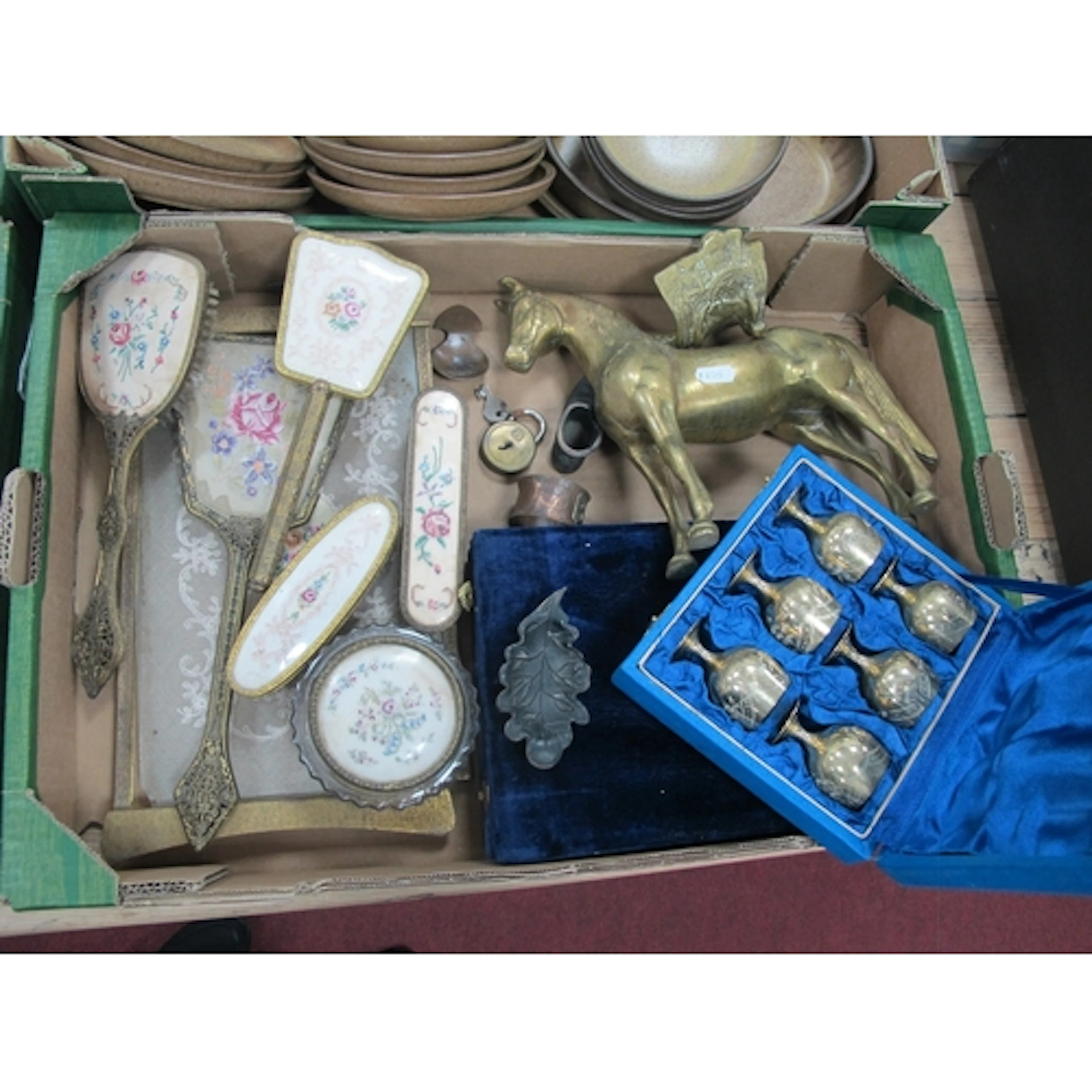 Collectables and Brassware, including large solid brass hors...