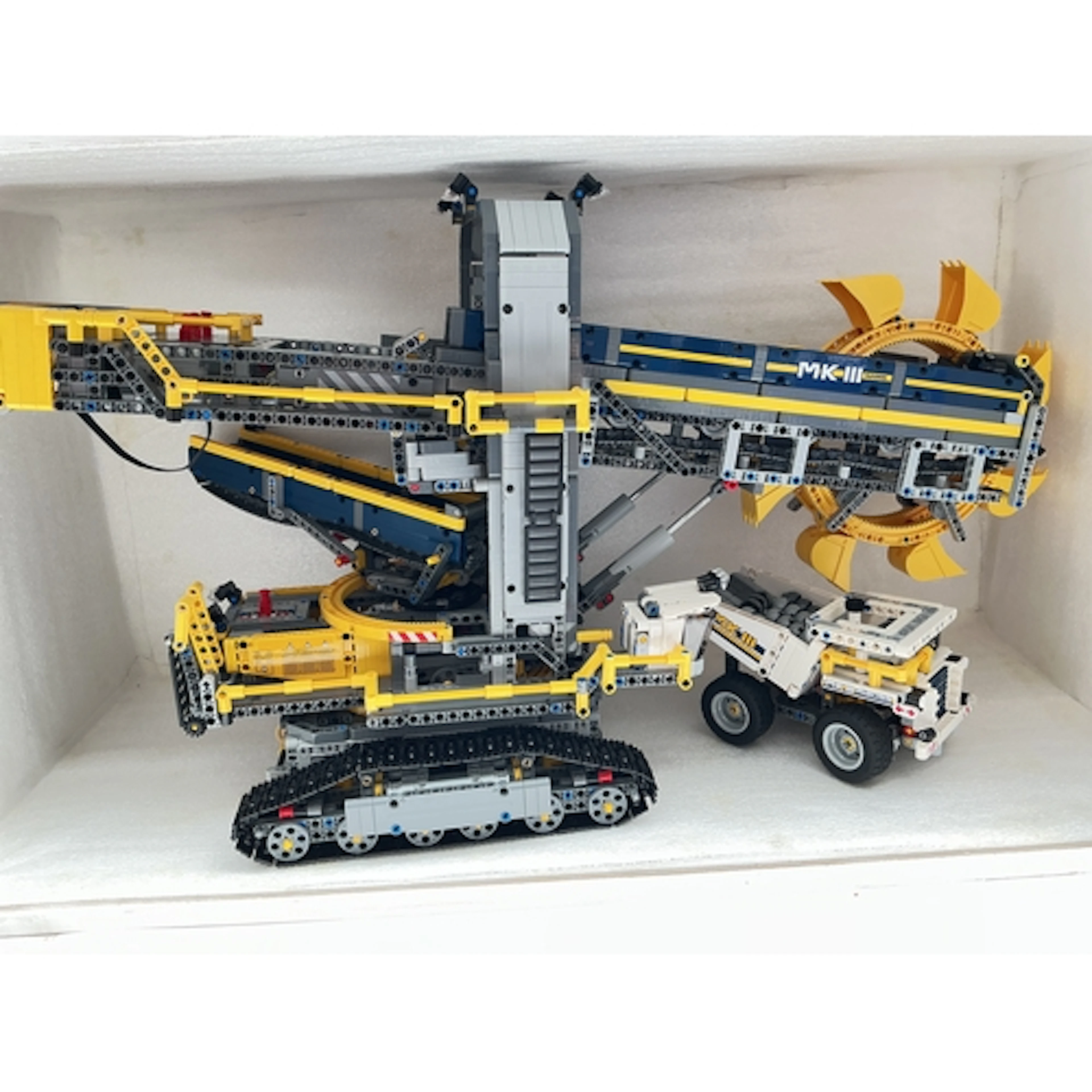 A Lego Technic Bucket Wheel Excavator In Display Case, With ...