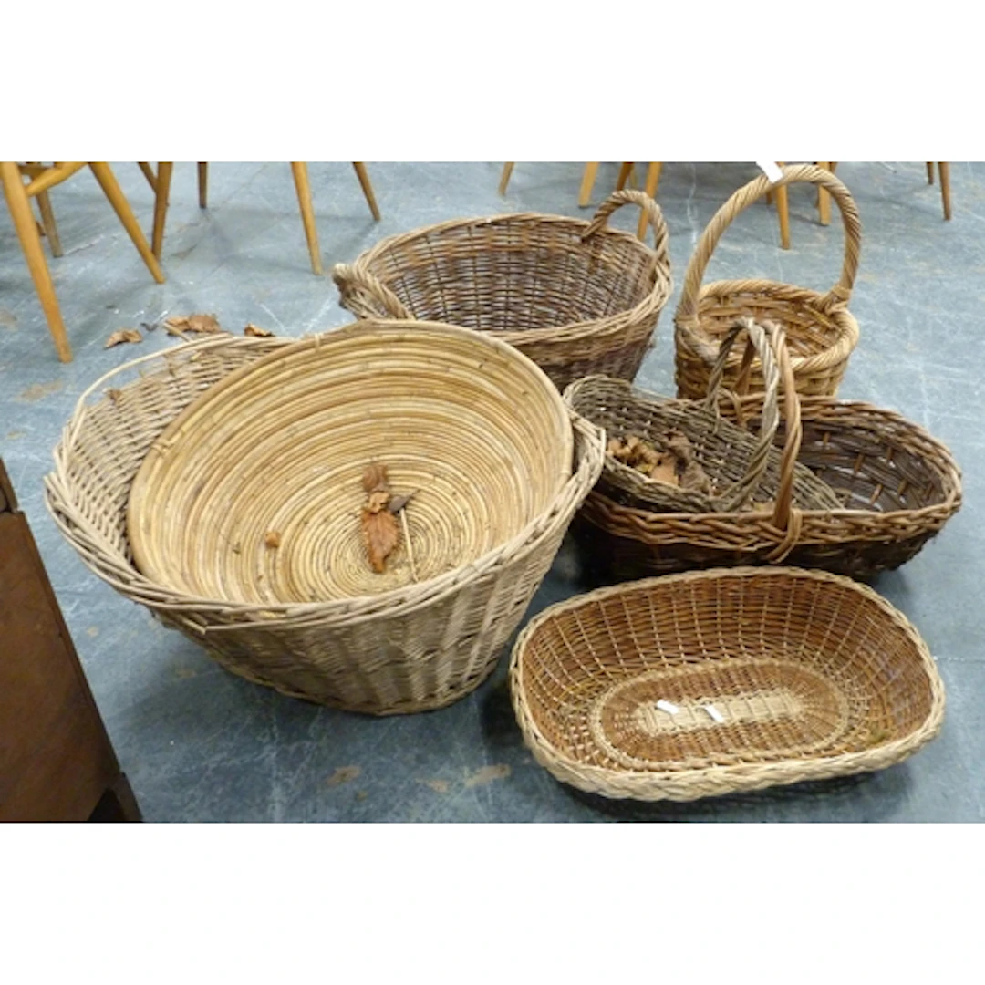Collection of wicker baskets.