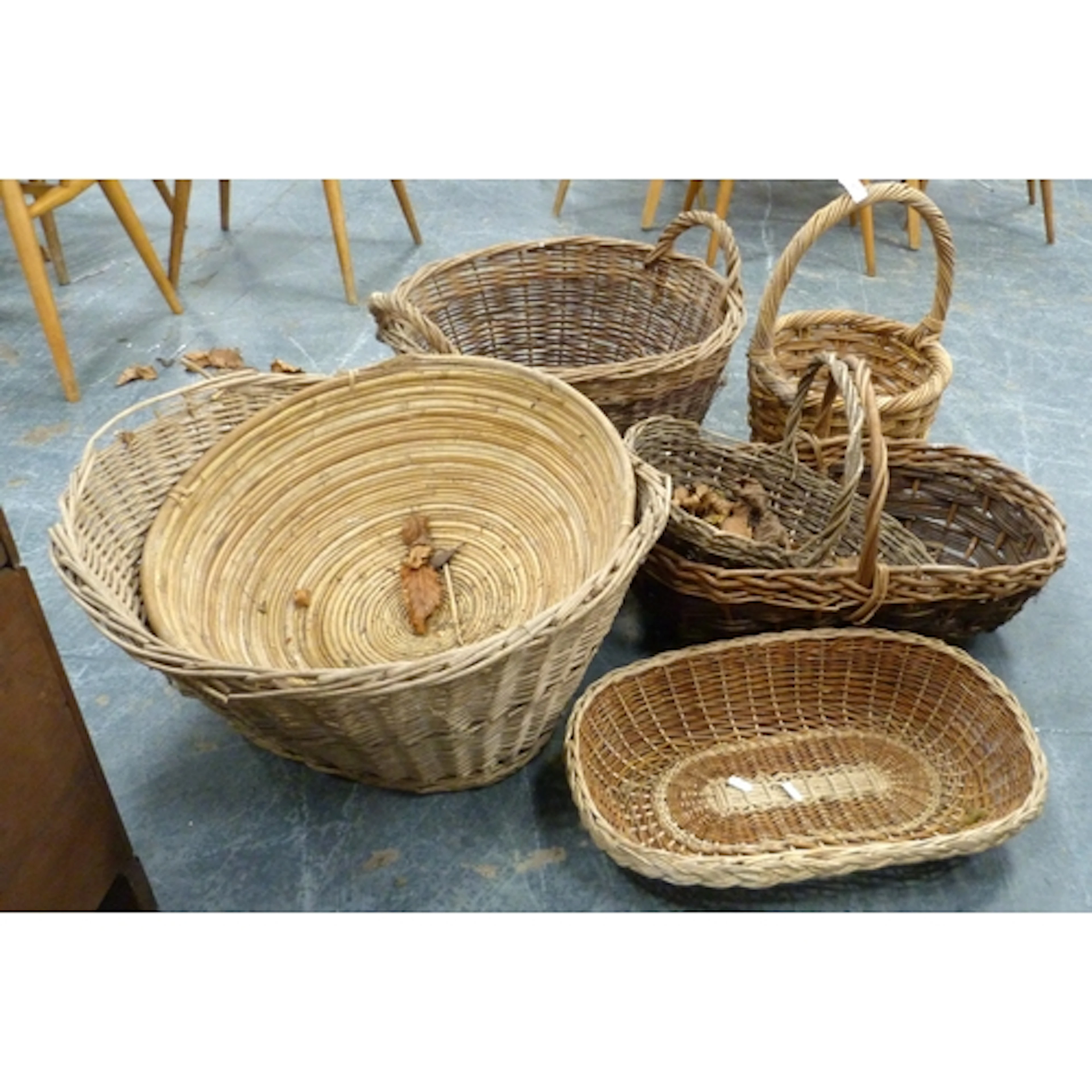 Collection of wicker baskets.