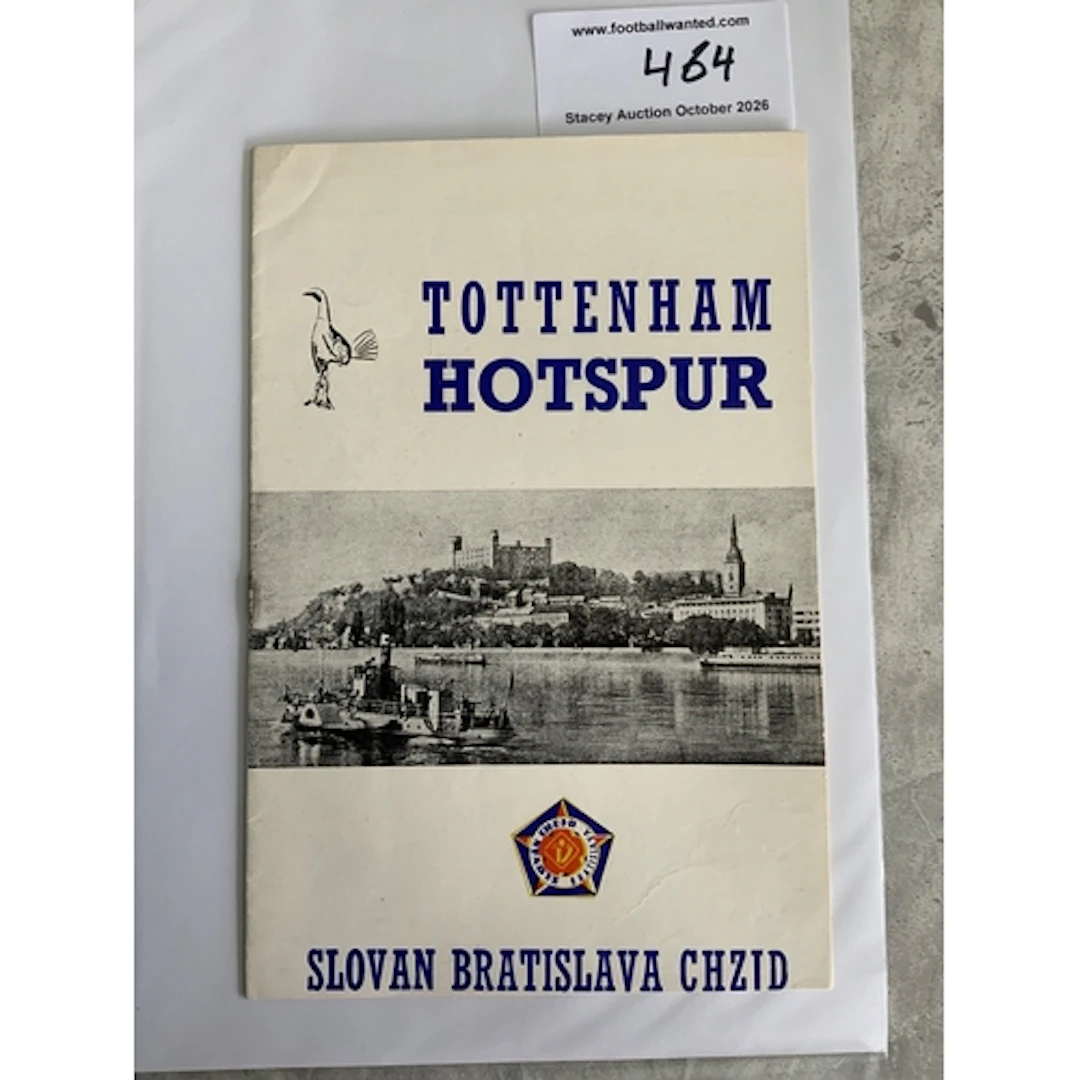 62/63 Slovan Bratislava v Tottenham Football Programme: ECWC...
