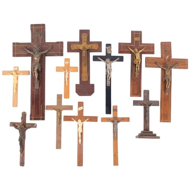 A group of various French crucifixes