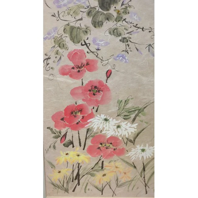 East Asian School, print on paper — pink blossoms and white ...