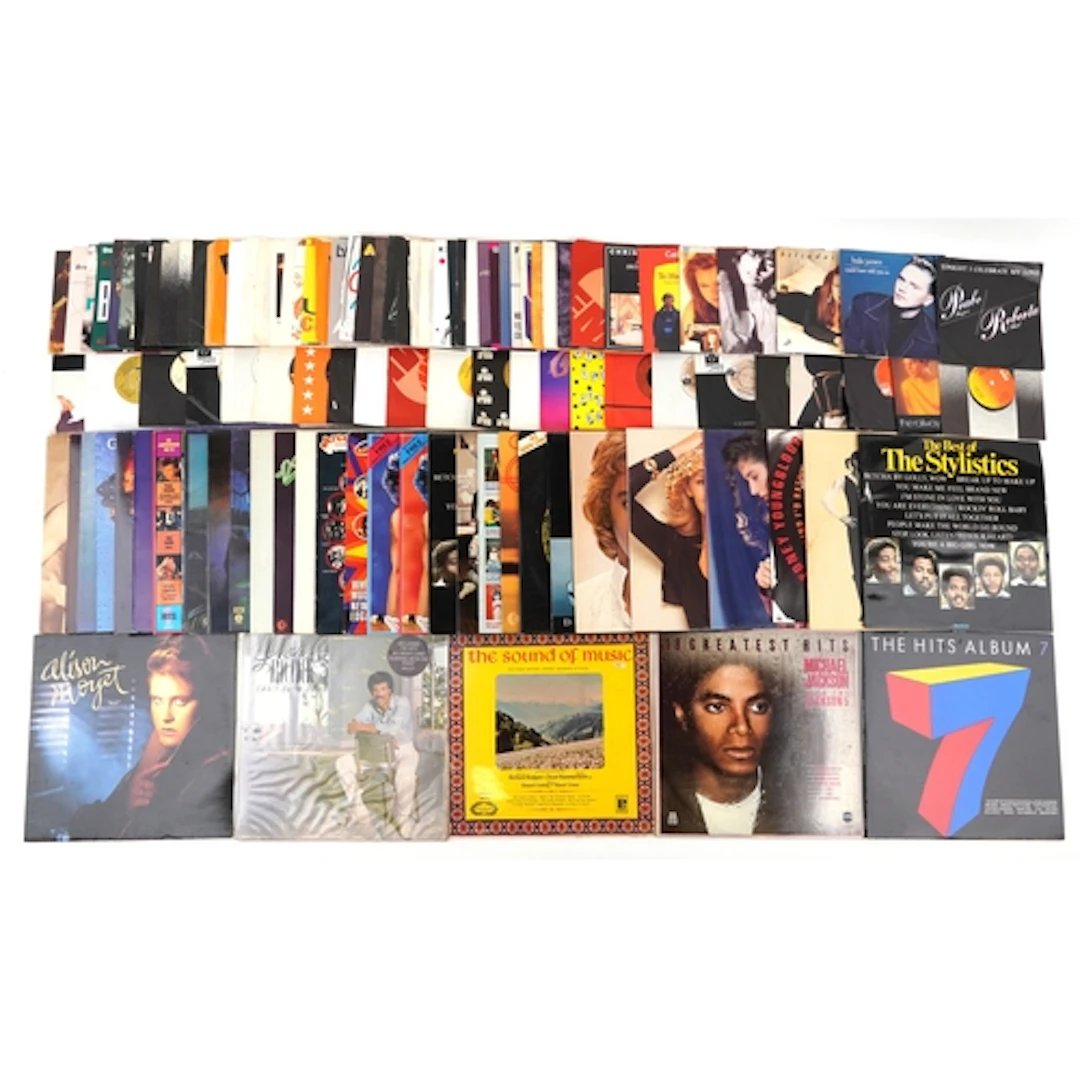 Collection of vinyl LP and 45rpm records including Lionel Ri...