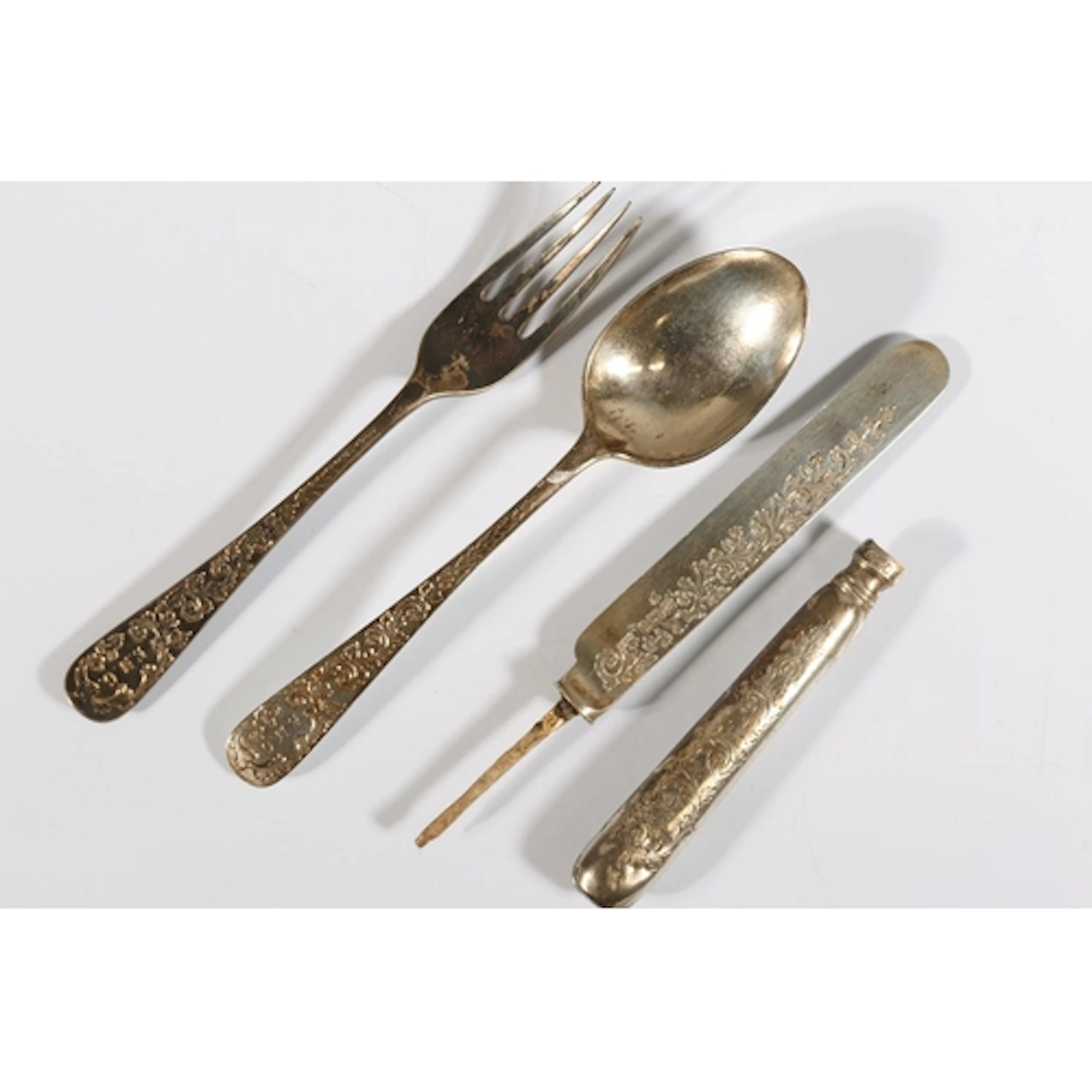 Edwardian silver knife, fork and spoon by Allen & Darwin...