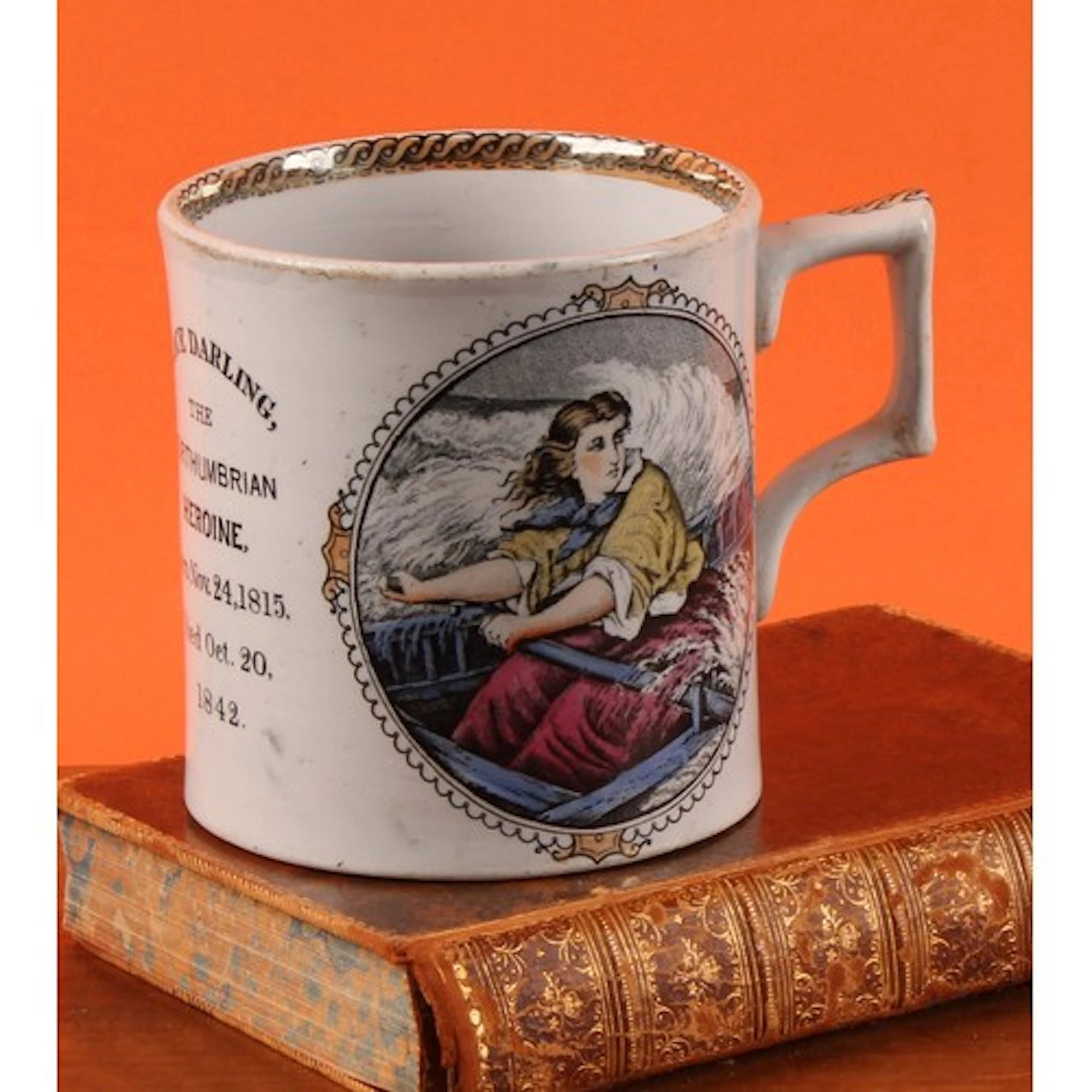 A 19th century pearlware commemorative mug, transfer printed...