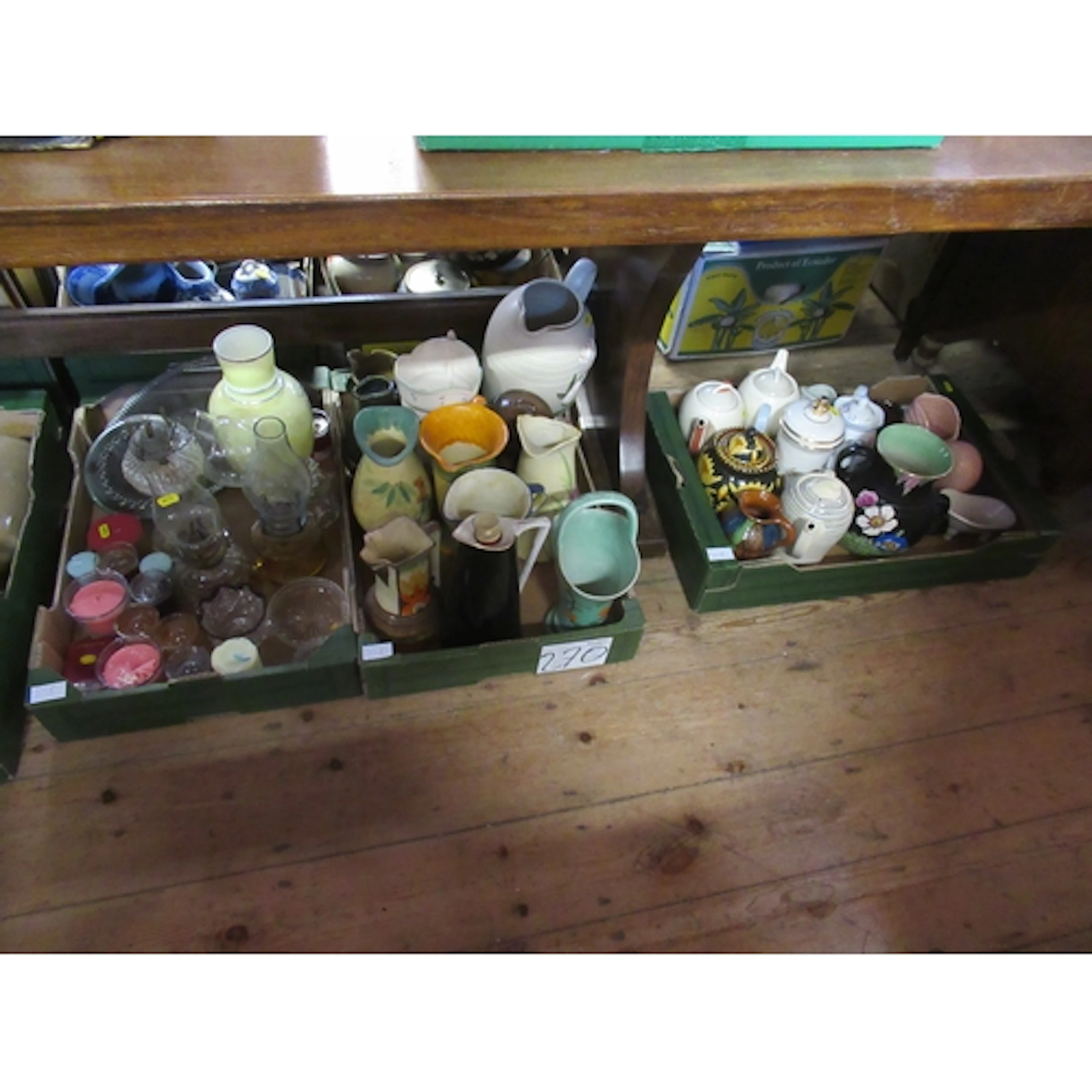 Three boxes of assorted china and glass