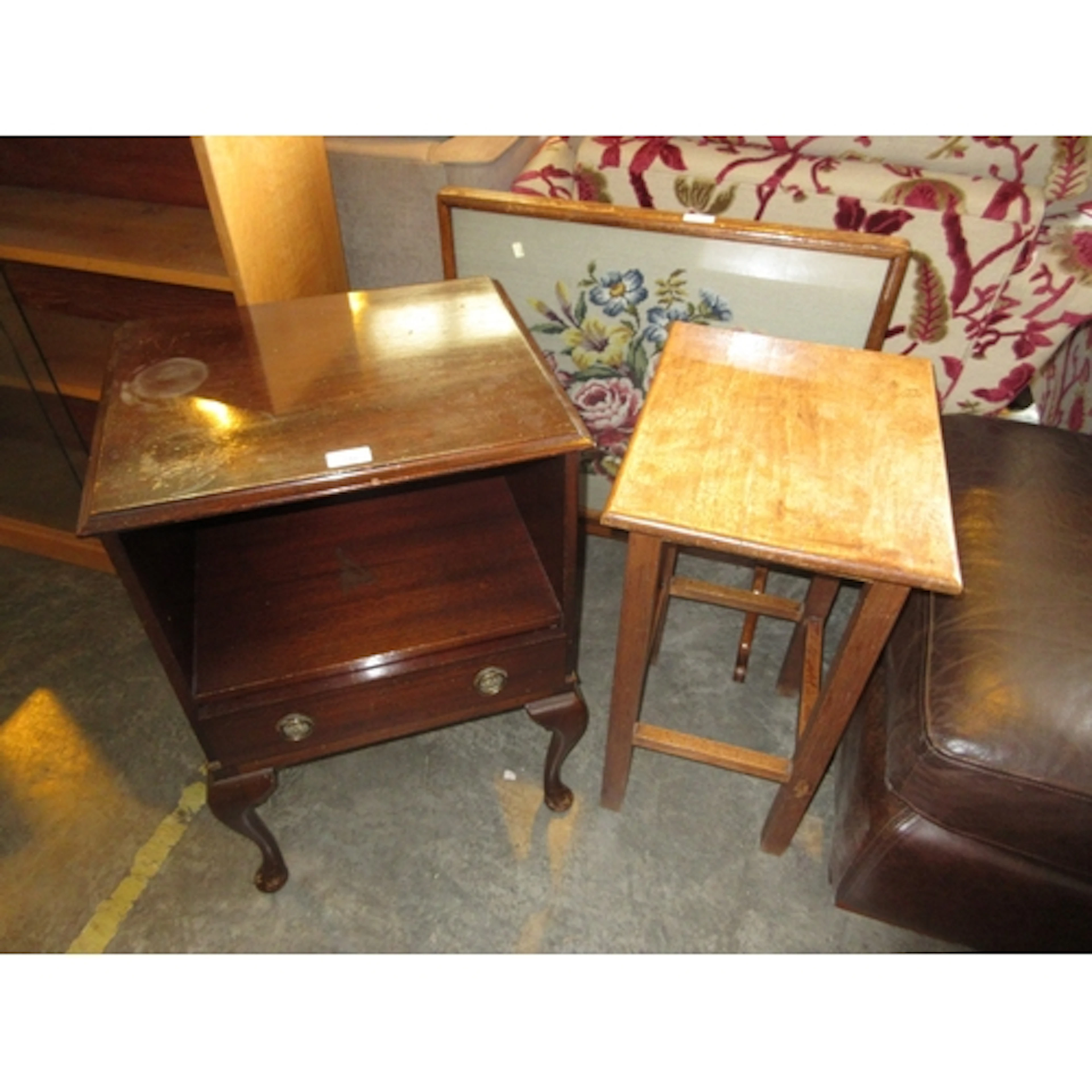 Fire Screen Table, Bedside Cabinet and Lamp Table