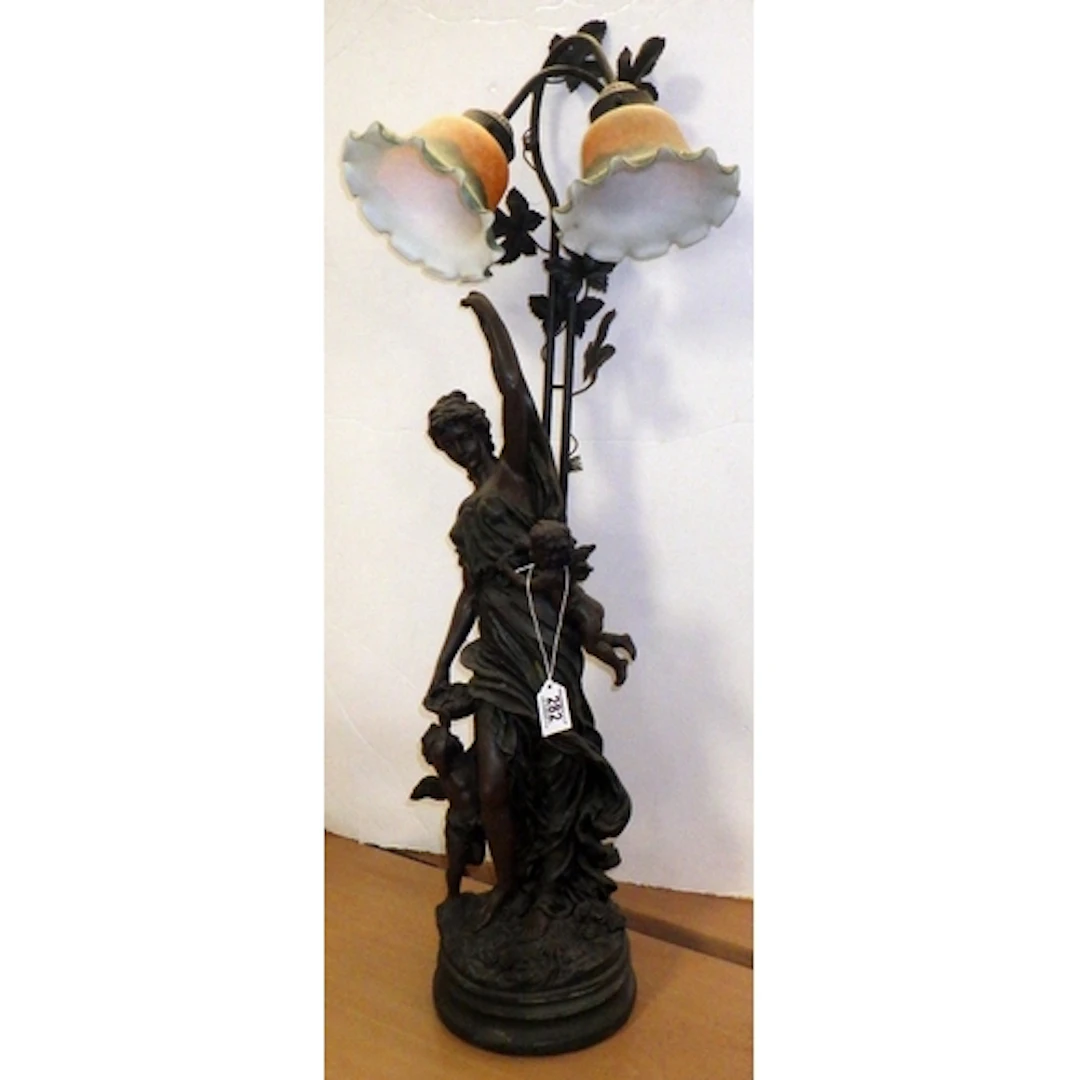 A large resin Art Nouveau style lamp