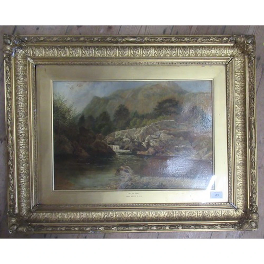 John Brett, oil on canvas, 'On the Lledr', 14ins x 20ins