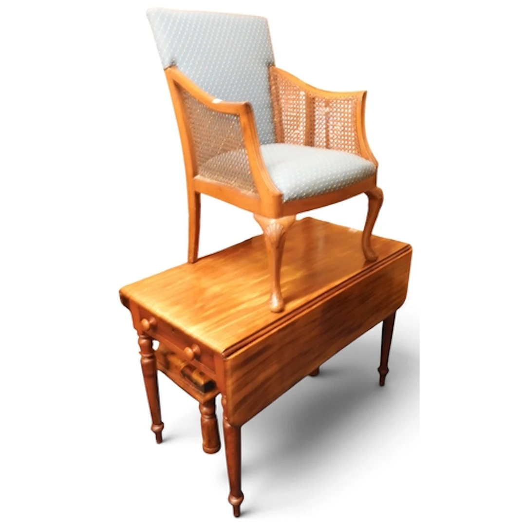 A lot comprising a 19th century mahogany Pembroke table on t...
