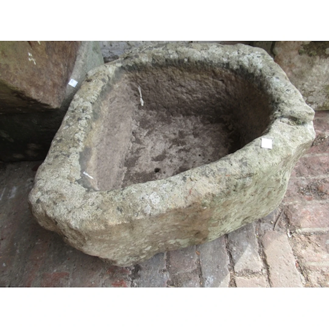 Antique oval stone trough, 50cm wide
