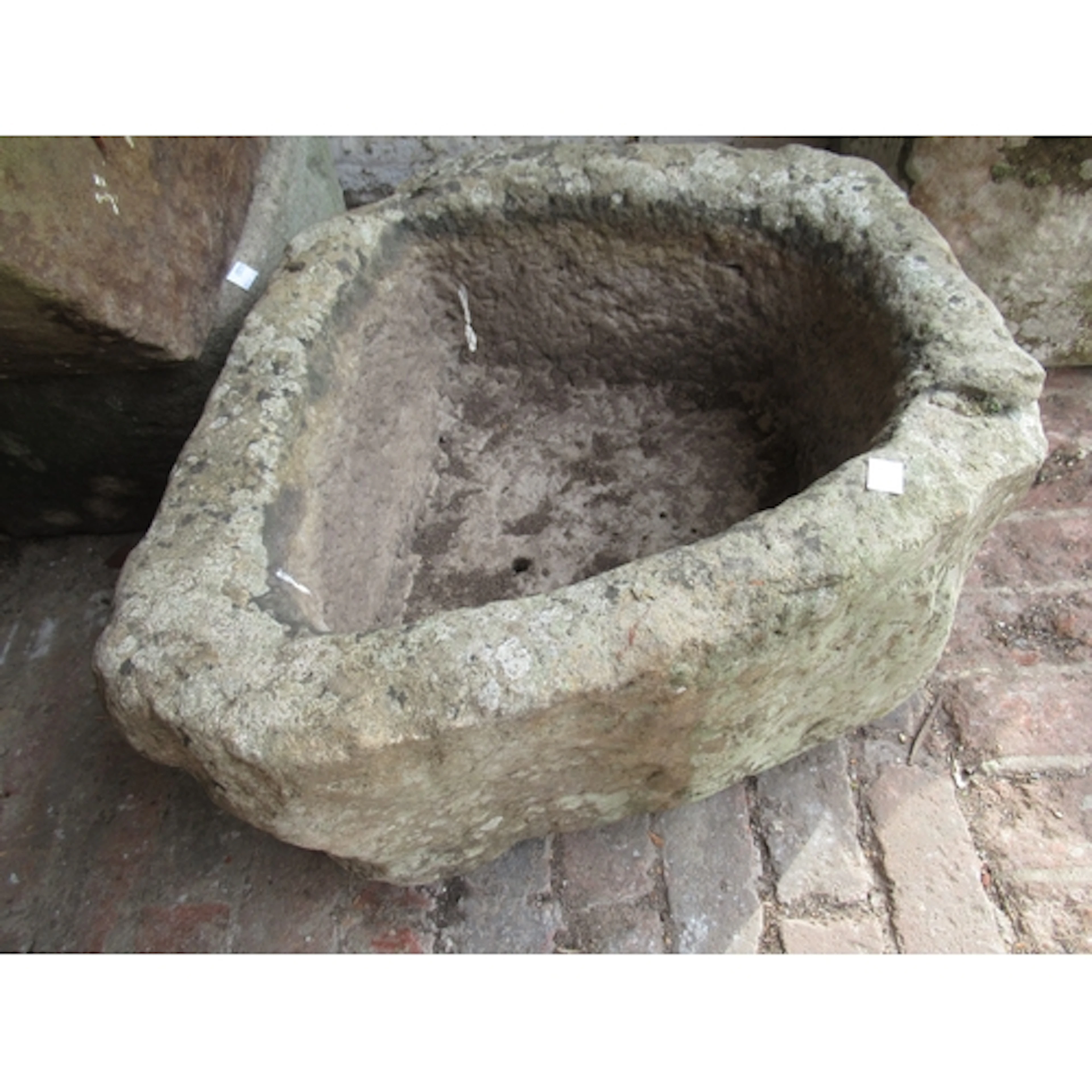 Antique oval stone trough, 50cm wide