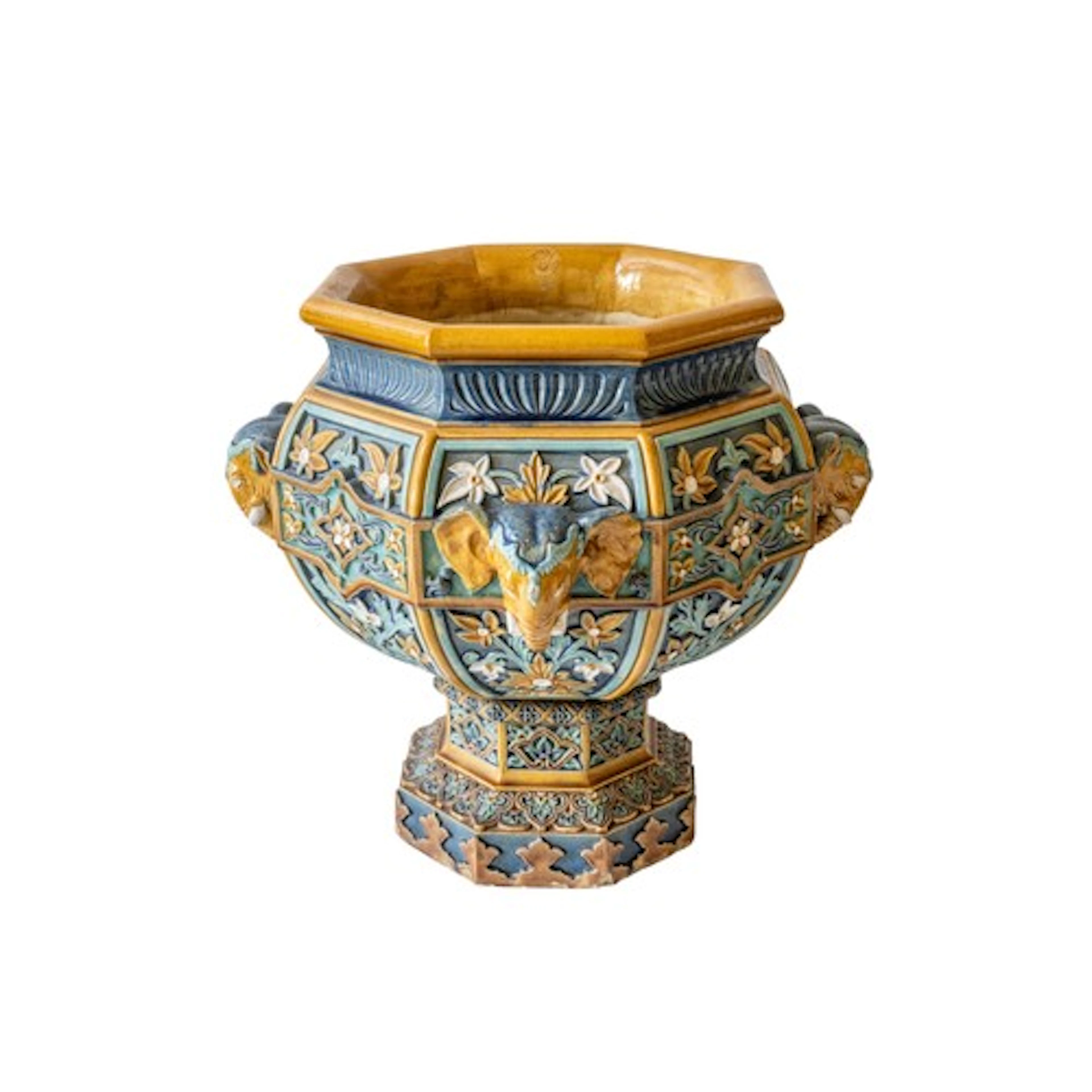 A DOULTON LAMBETH OCTAGONAL JARDINIERE CIRCA 1898 cast in l...