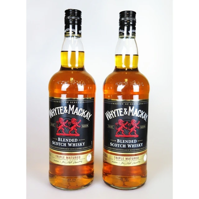 Two 1 Litre bottles of Whyte & Mackay blended scotch whiskey...
