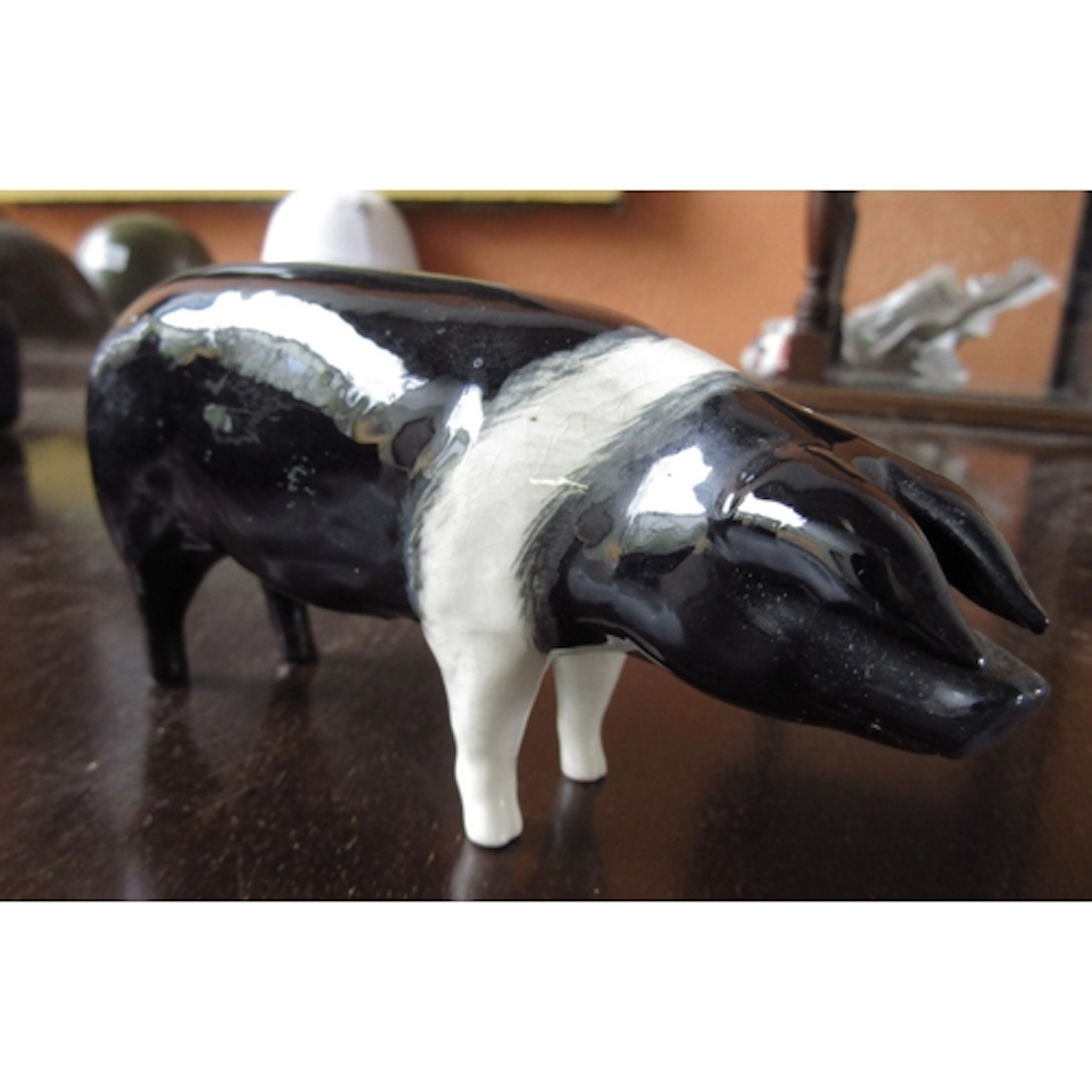 Beswick Fine Porcelain Figure of Black and White Pig Stamped...