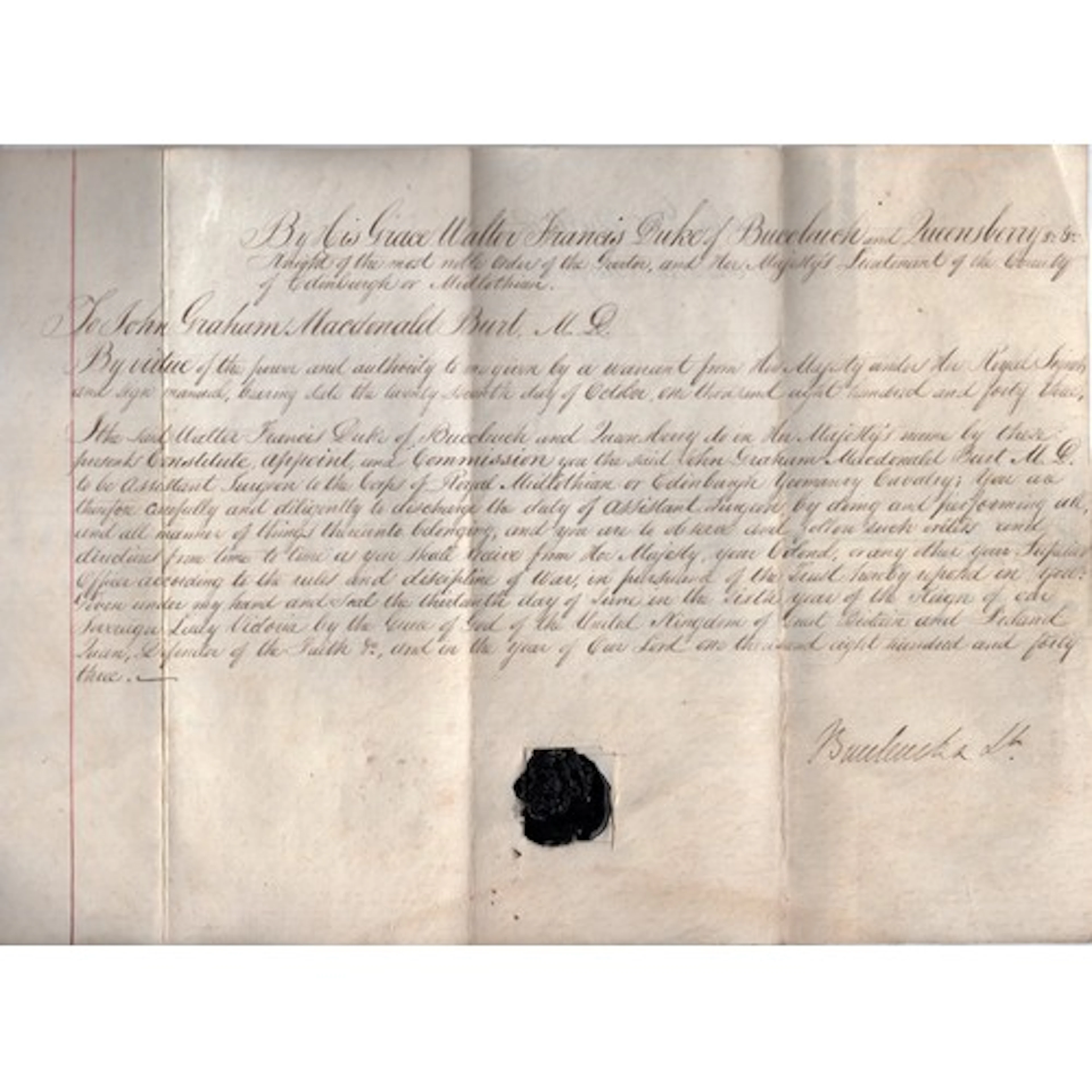 1843 hand written signed letter by Walter Francis Montagu-Do...