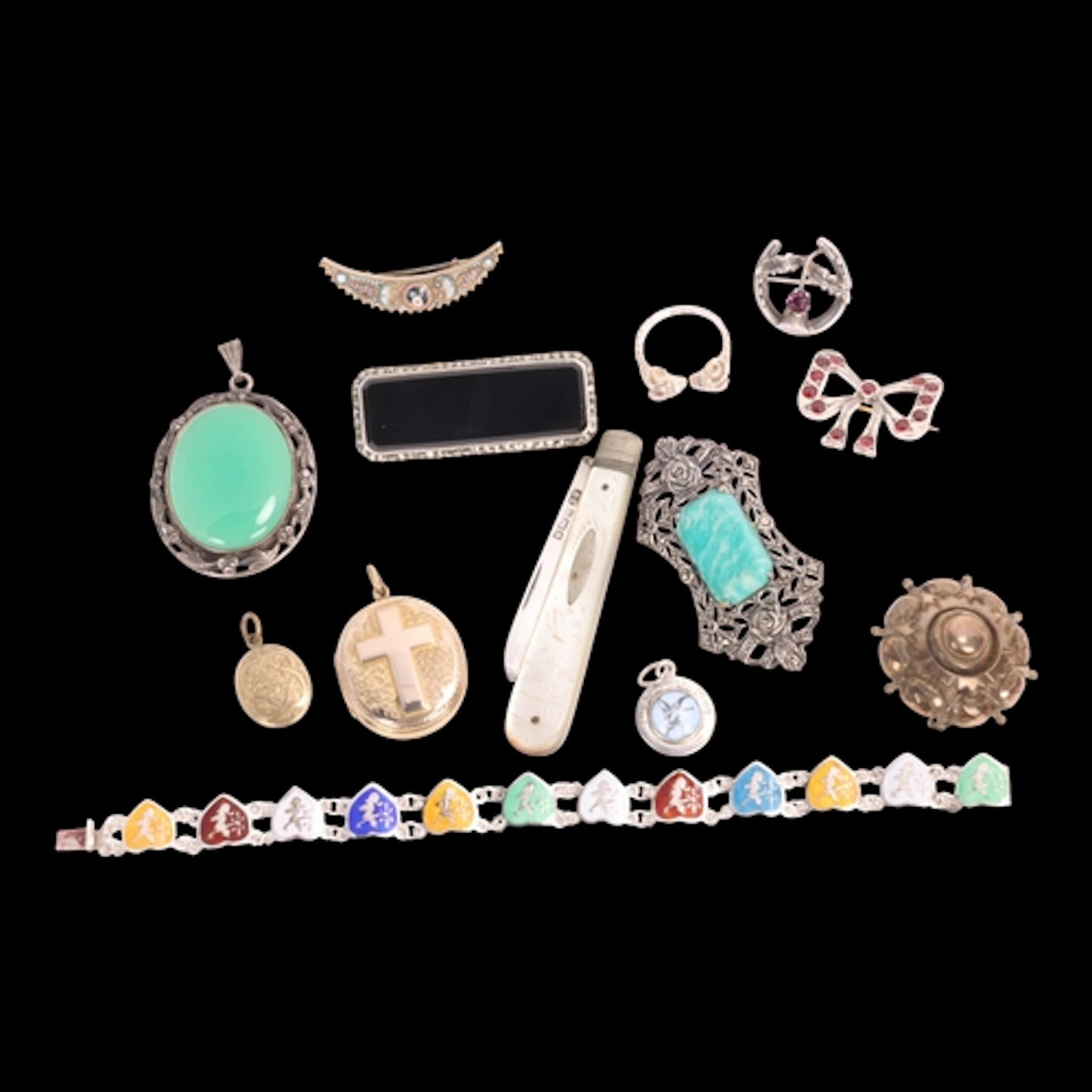 Various jewellery, including silver amazonite and marcasite ...