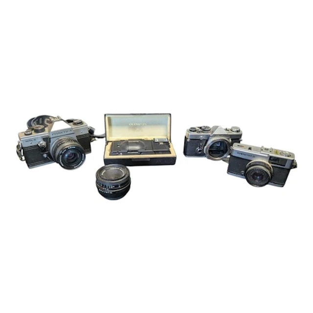 A collection of vintage 20th century 35mm cameras. The colle...