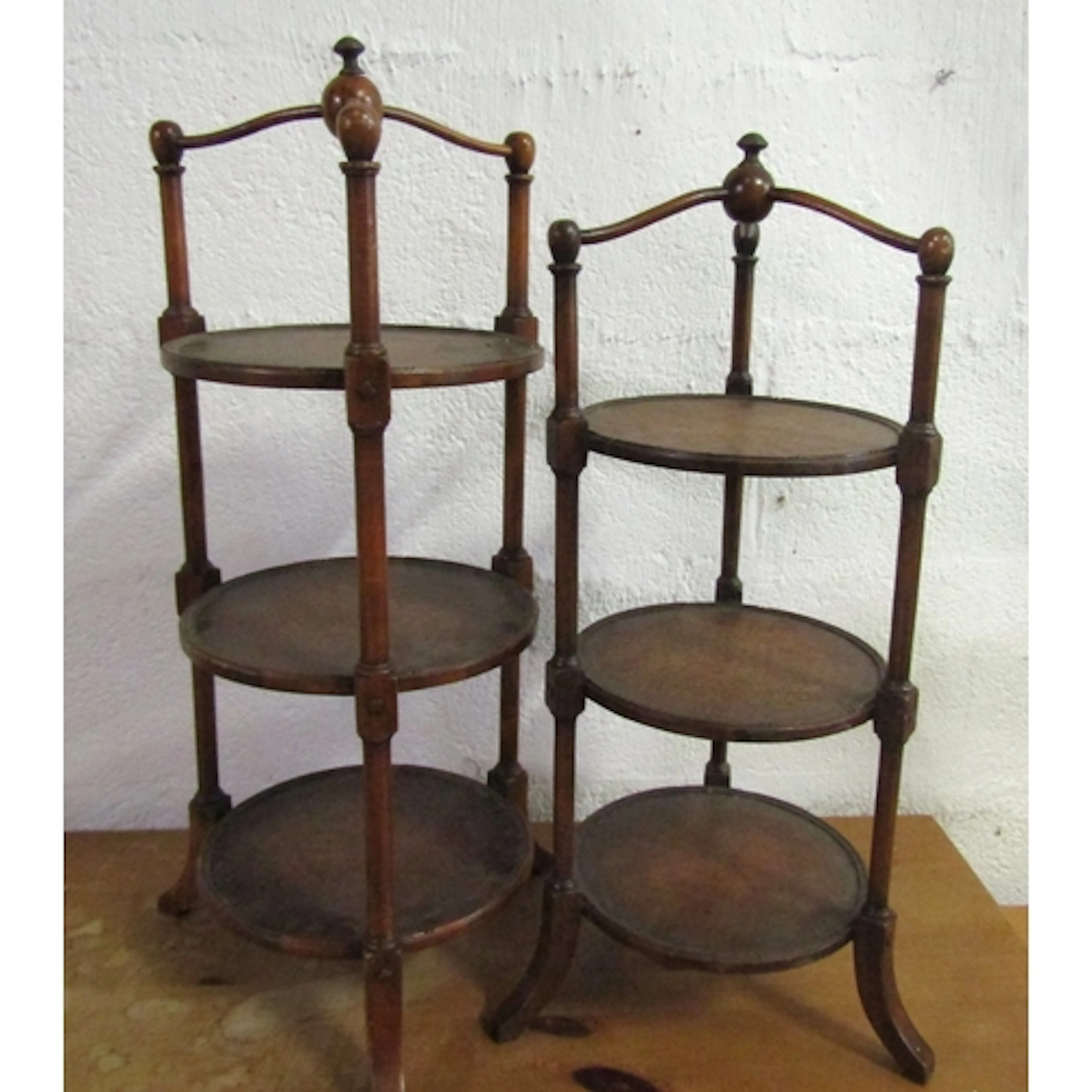 Pair of Mahogany Three Tier Cake Stands Each Approximately 3...