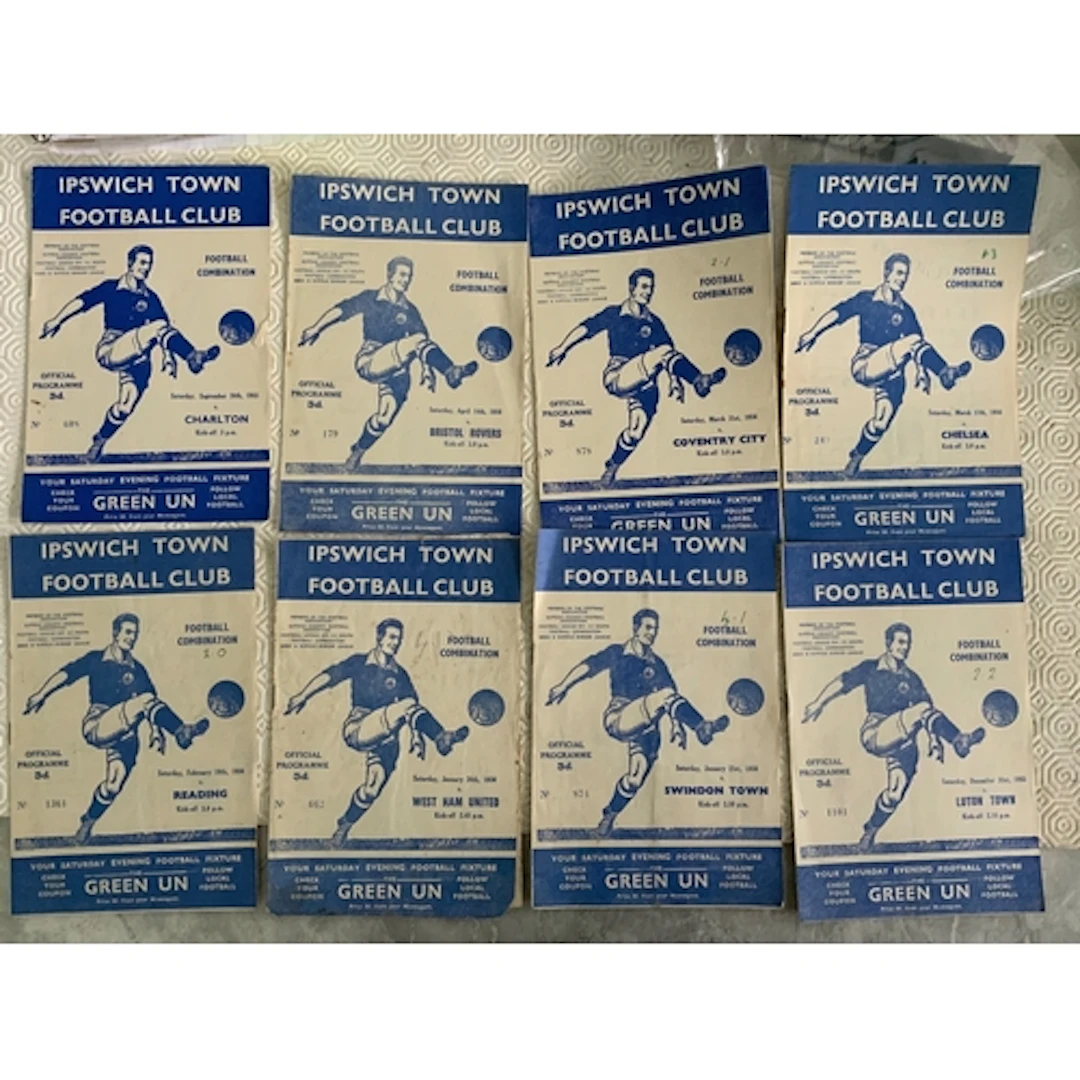 55/56 Ipswich Town Reserve Home Football Programmes: Good co...