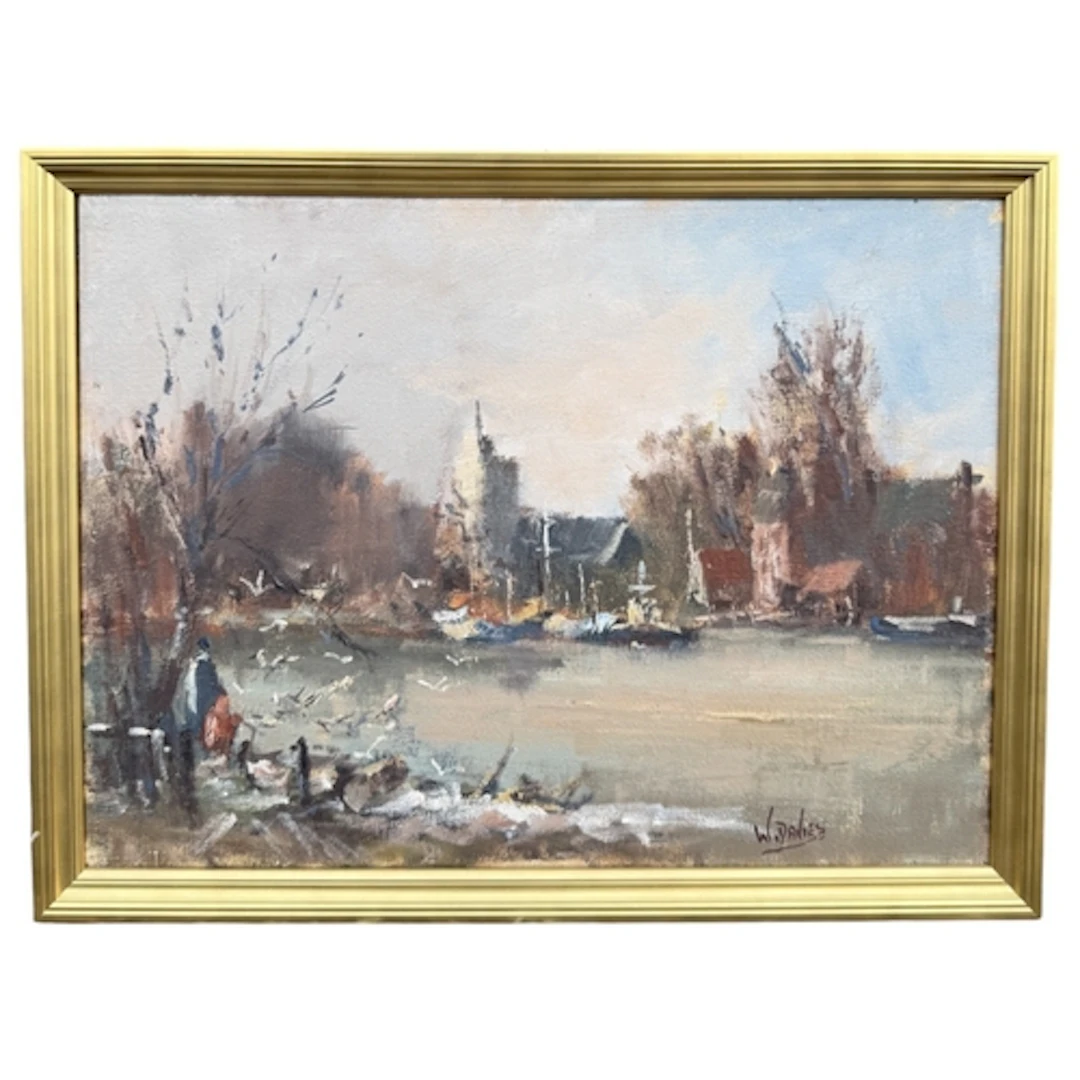 W.DAVIES: THAMES, LONDON Oil on canvas. 41cm x 30cm Framed....
