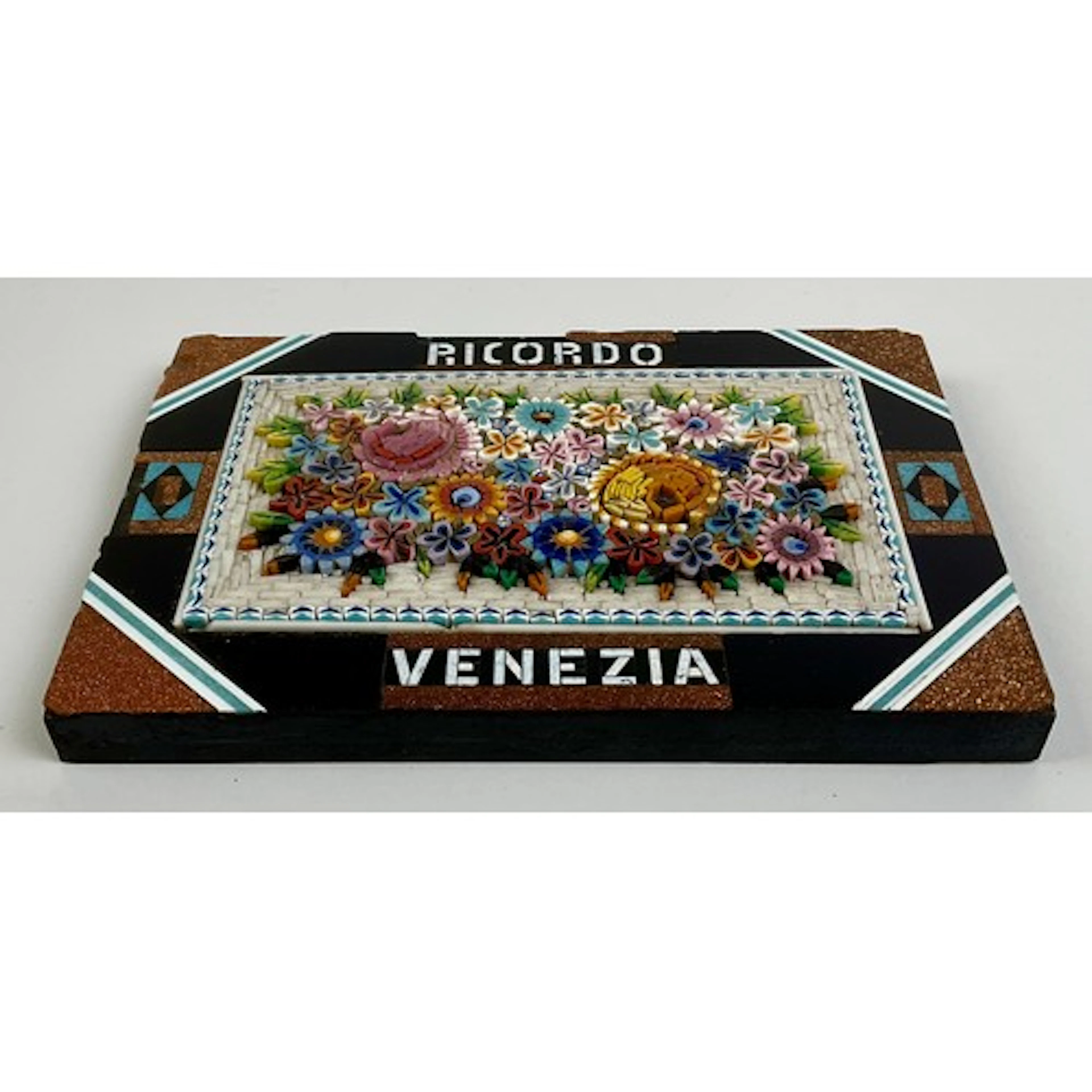 An Italian micro mosaic and Venetian glass desk weight, deco...
