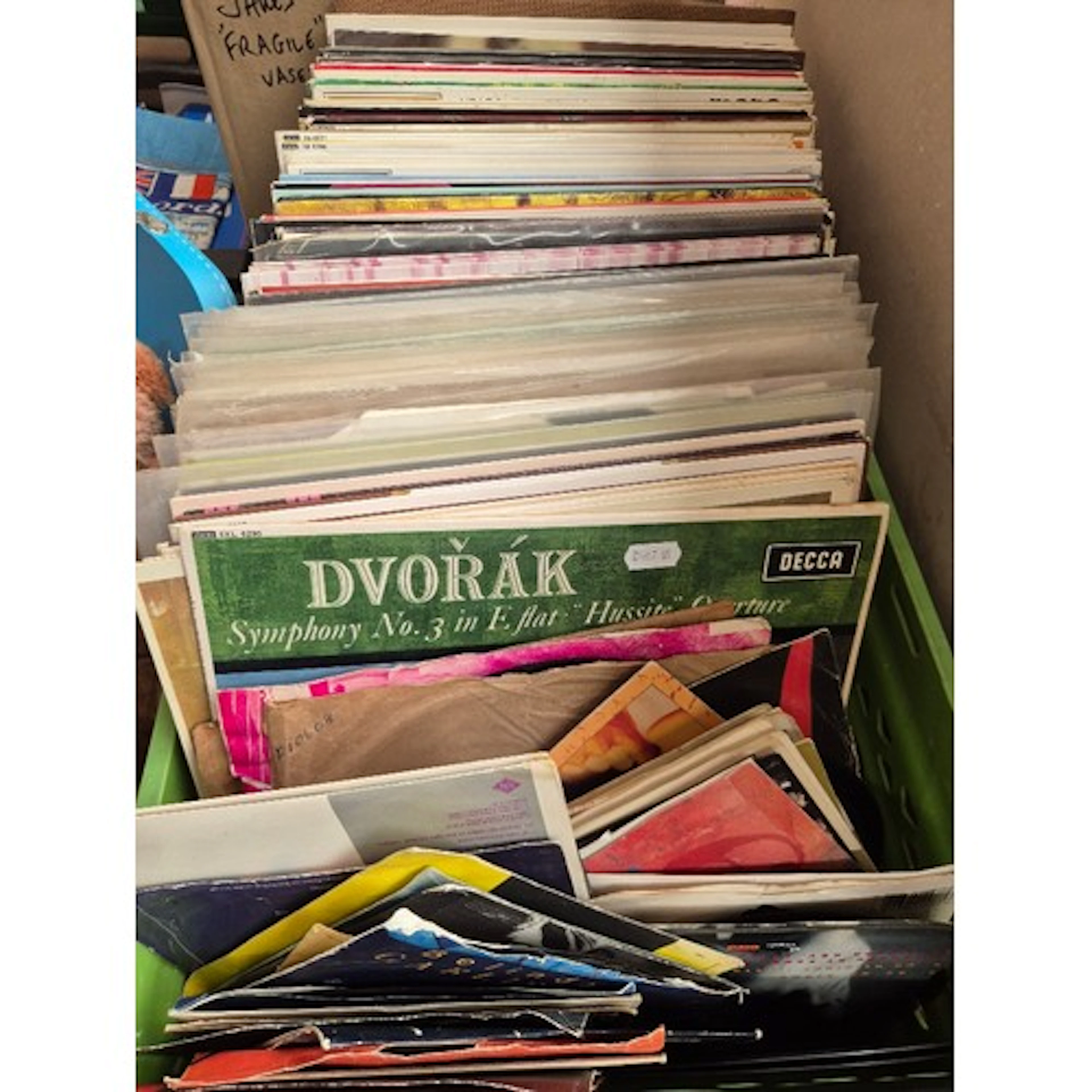 A box of records, mainly classical and opera, early Decca, s...