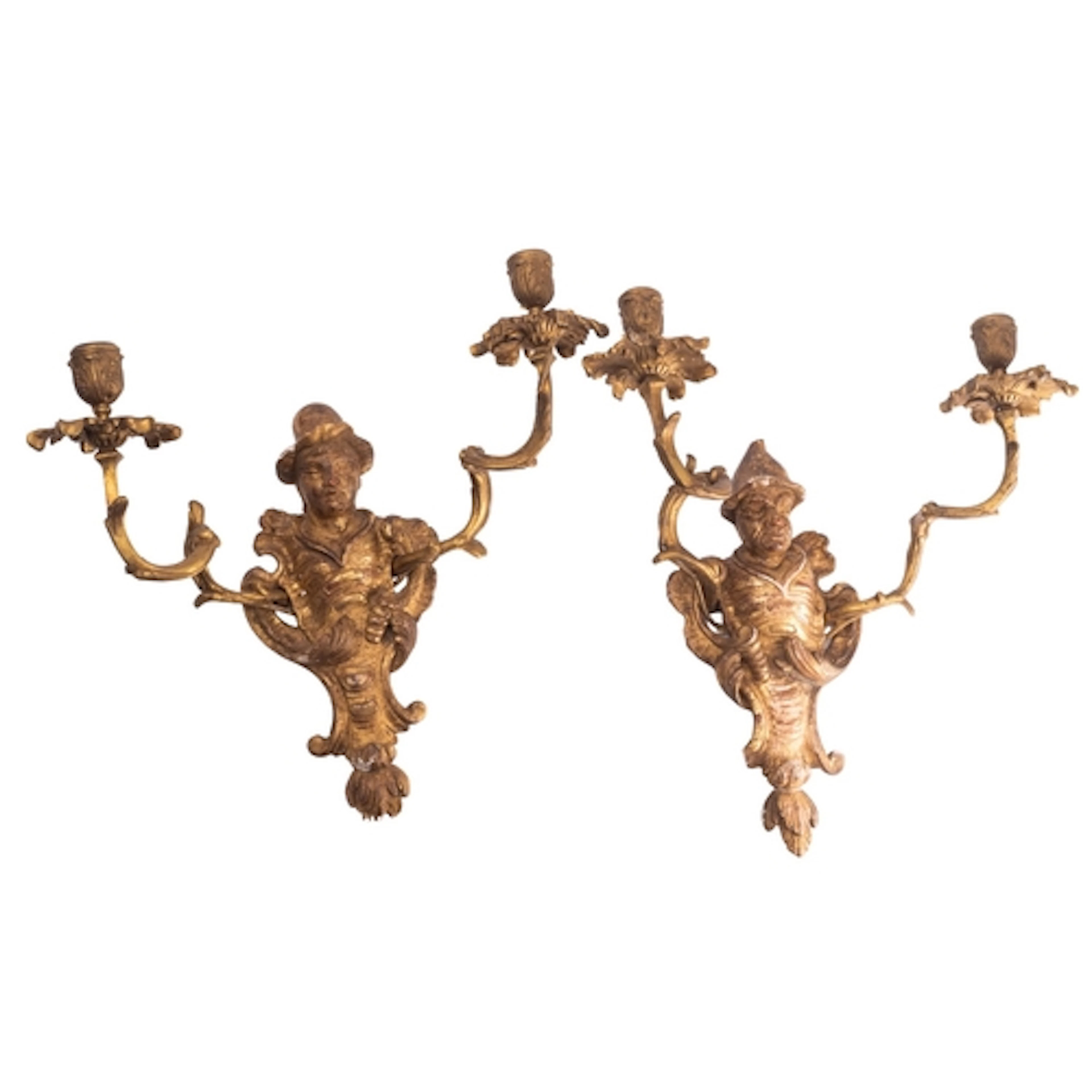 A pair of Continental carved and giltwood and gilt metal mou...