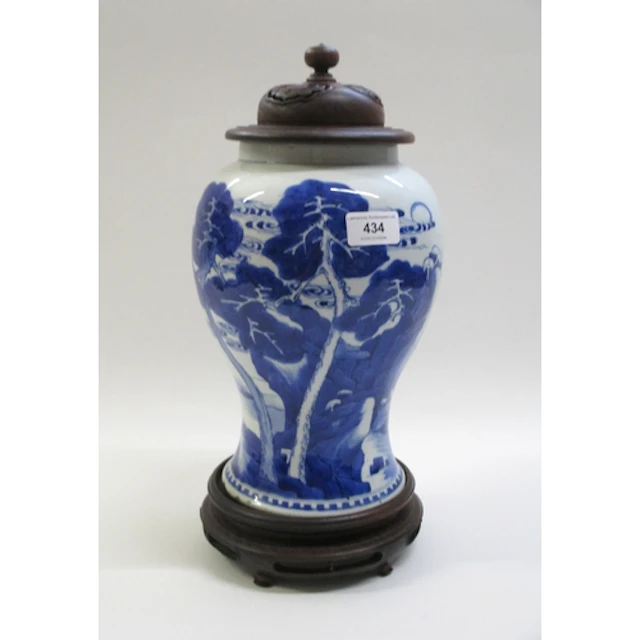 18th / 19th Century Chinese blue and white baluster form vas...