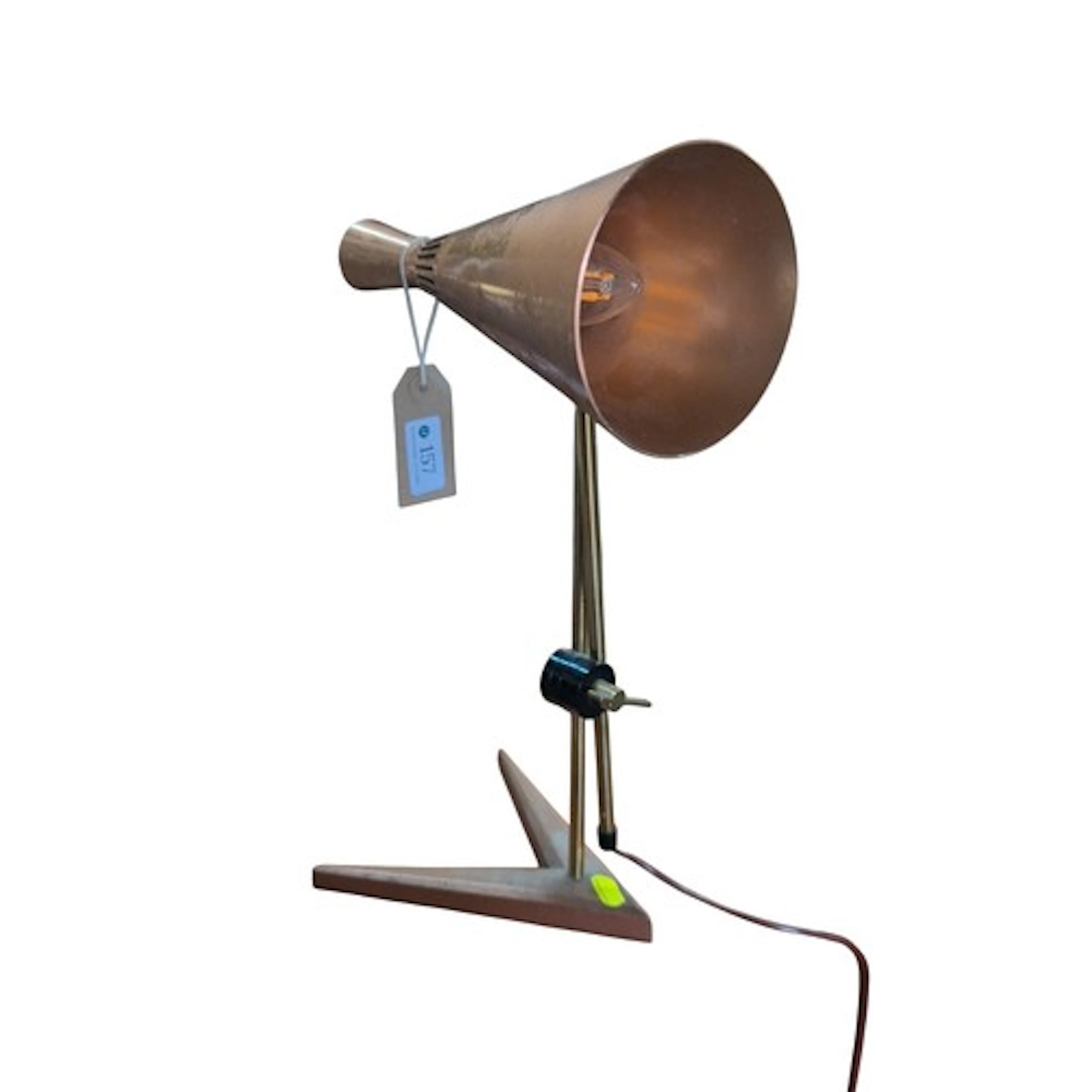 A mid century copper and brass adjustable table lamp by G A ...