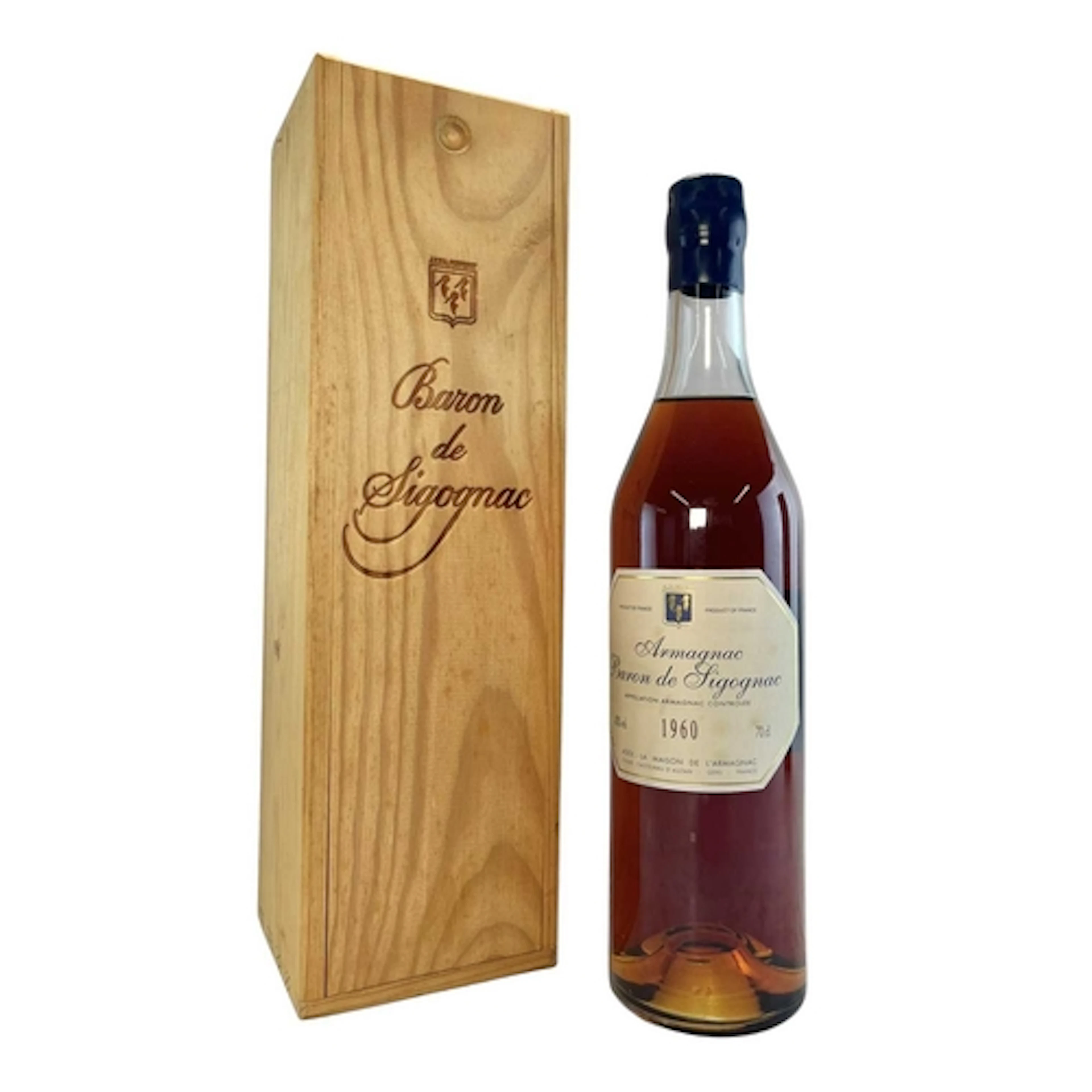 A bottle of Armagnac Baron de Sigognac 1960, 40% vol, 70cl. ...