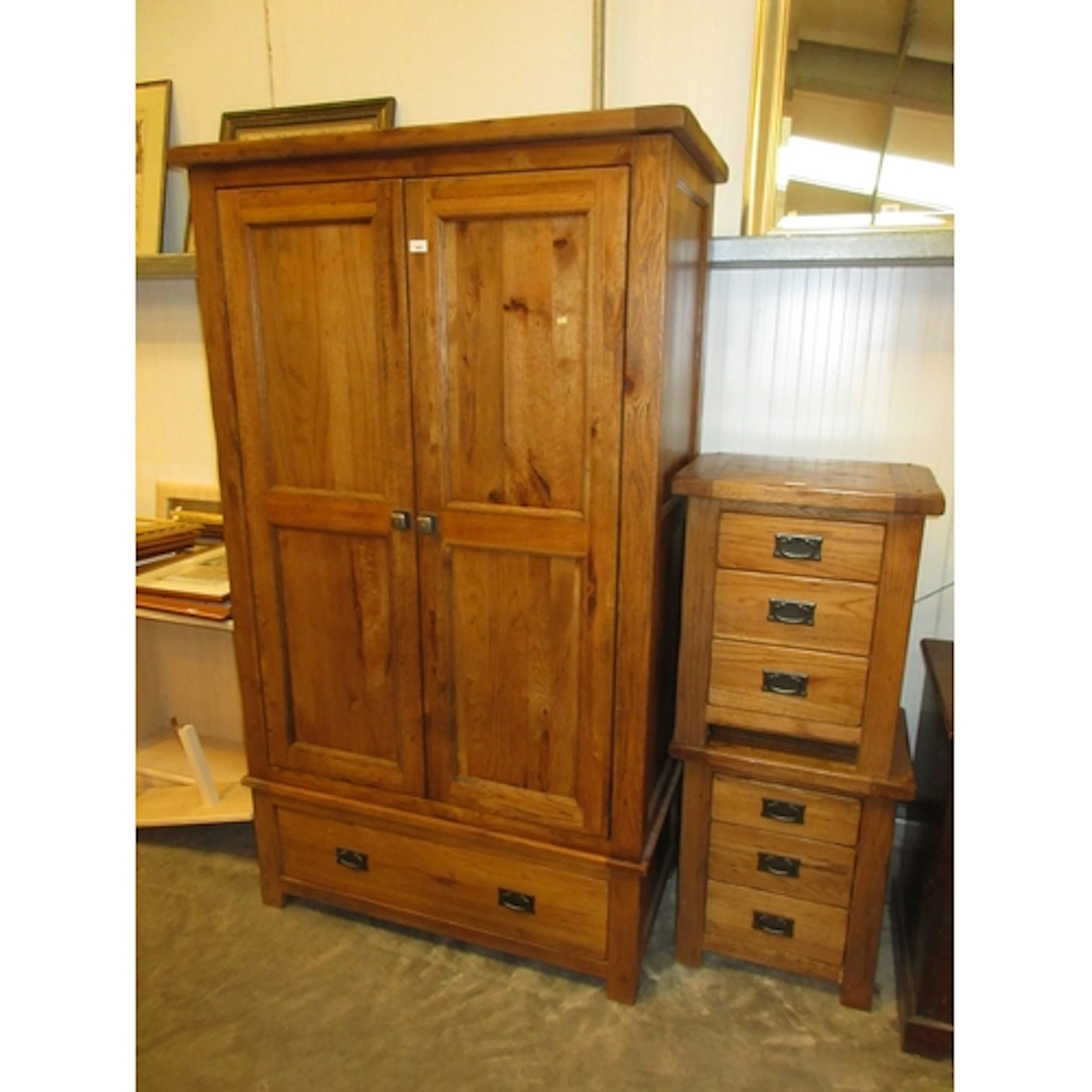 Modern Oak 2 Door Wardrobe, 106x55x192cm, along with a Pair ...