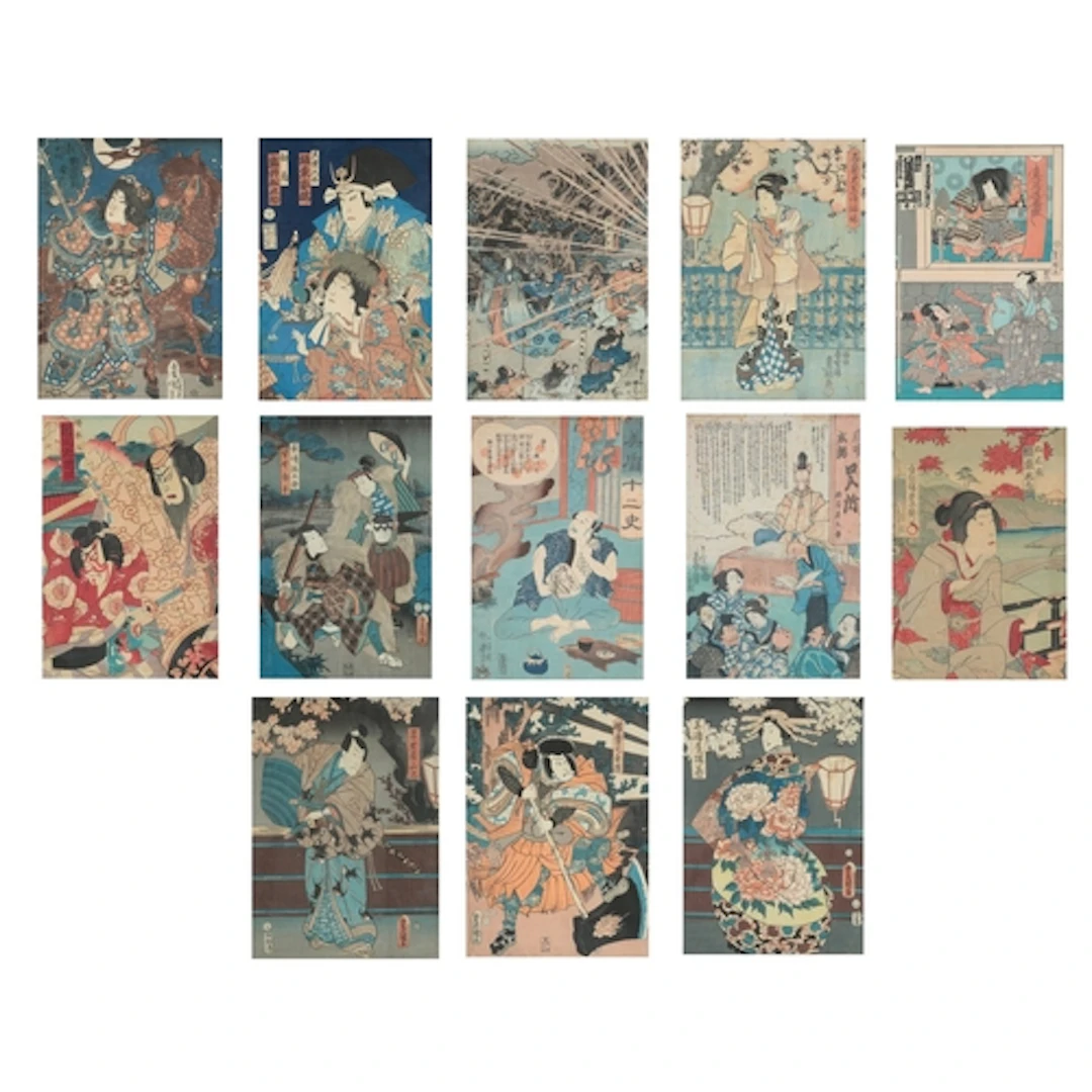 Utagawa Kunisada (Japanese, 1786-1864) Kabuki actors and fi...