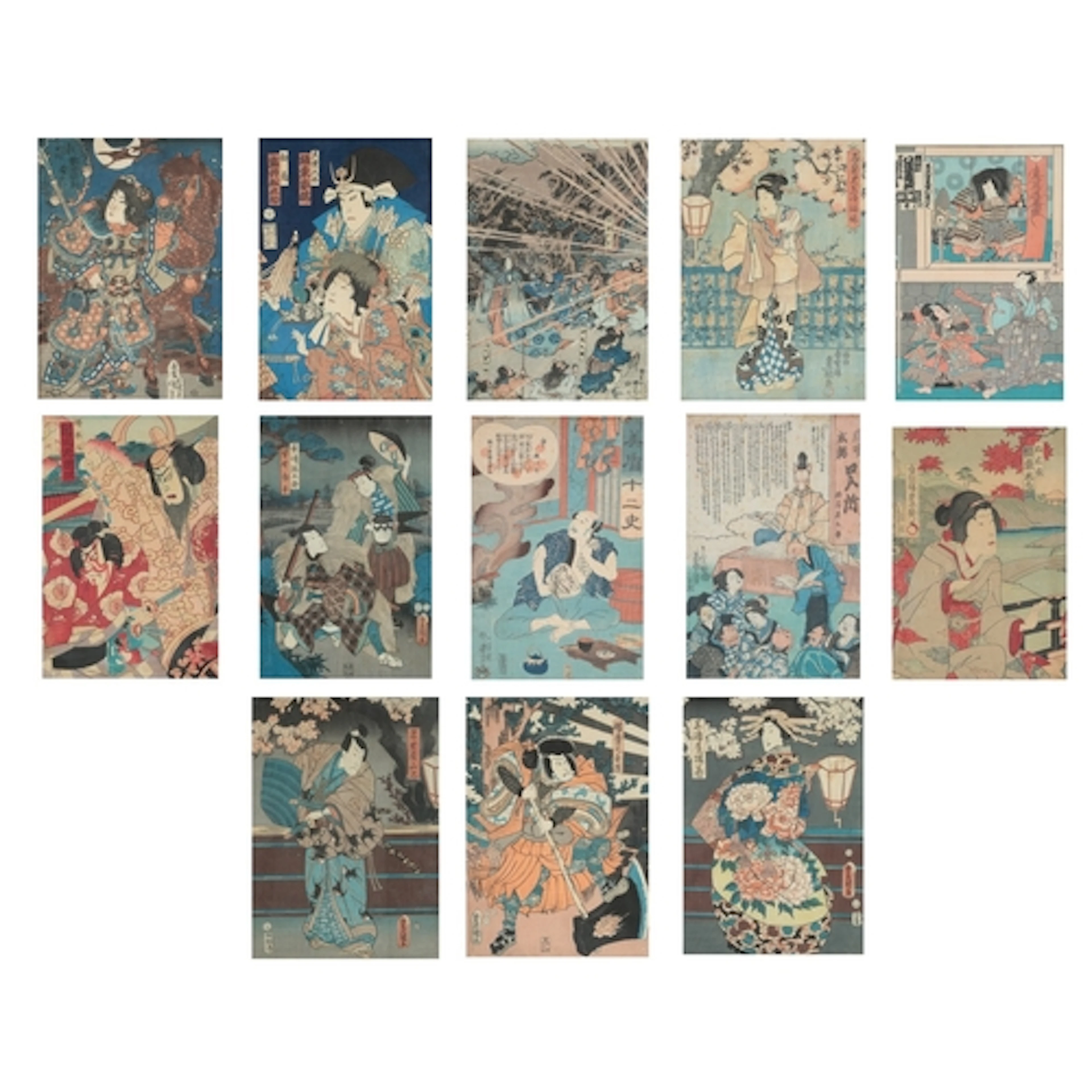 Utagawa Kunisada (Japanese, 1786-1864) Kabuki actors and fi...