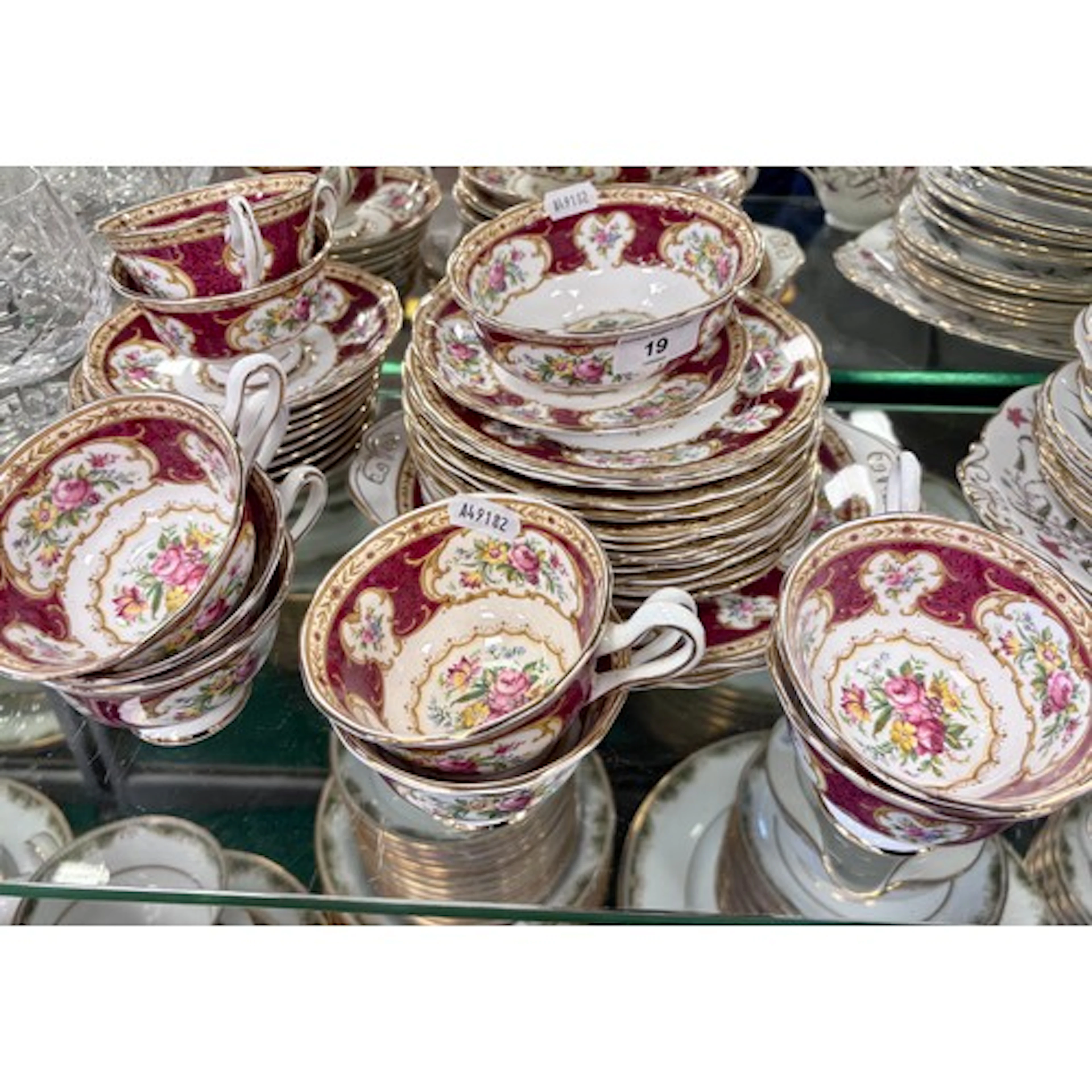 Royal Albert "Lady Hamilton" patterned tea set.
