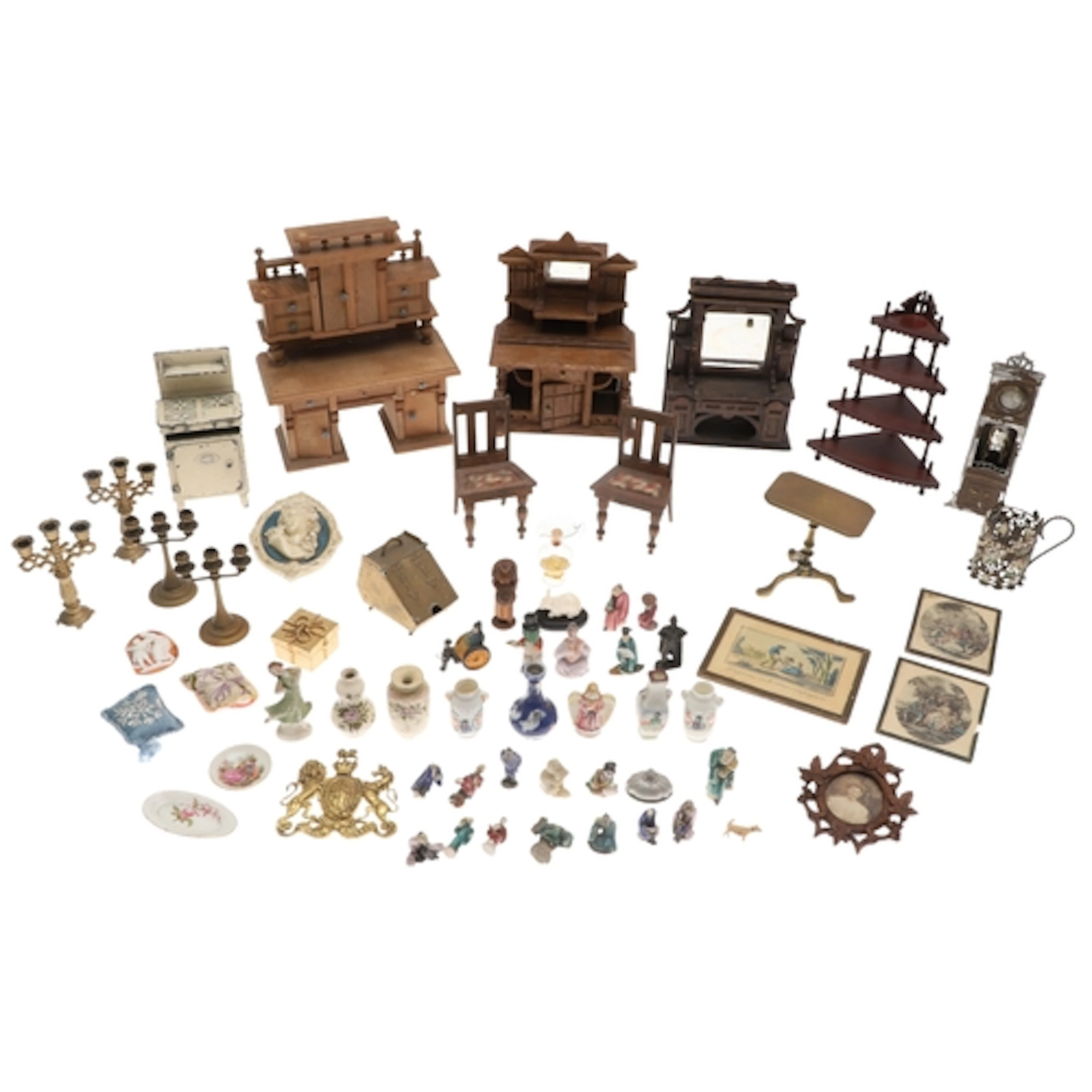 QTY OF DOLLS HOUSE FURNITURE & ACCESSORIES. Including three ...