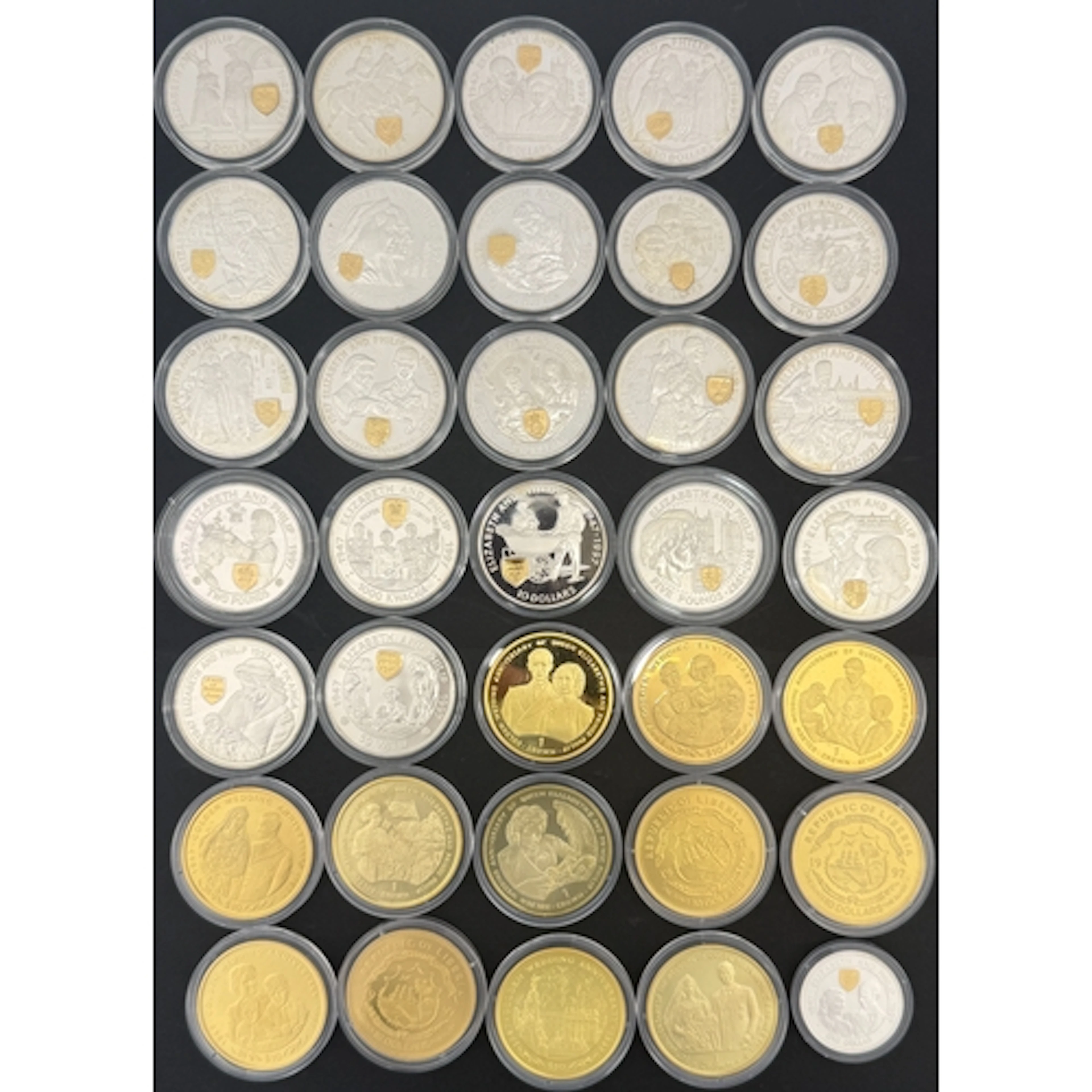 Queen Elizabeth II 1997 Golden Wedding 35-coin silver proof ...