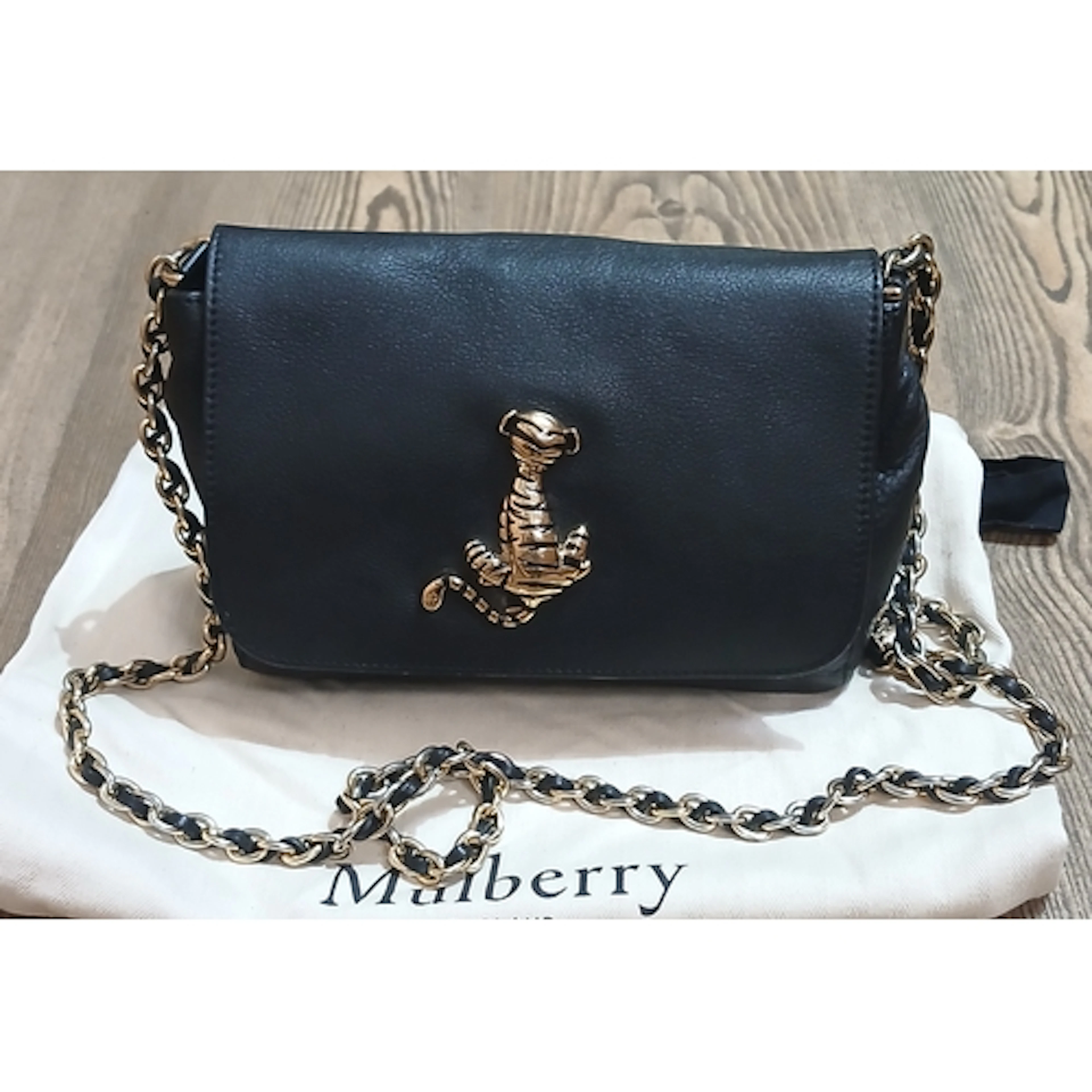 MULBERRY, Black Lily Tiger leather bag with shoulder strap a...