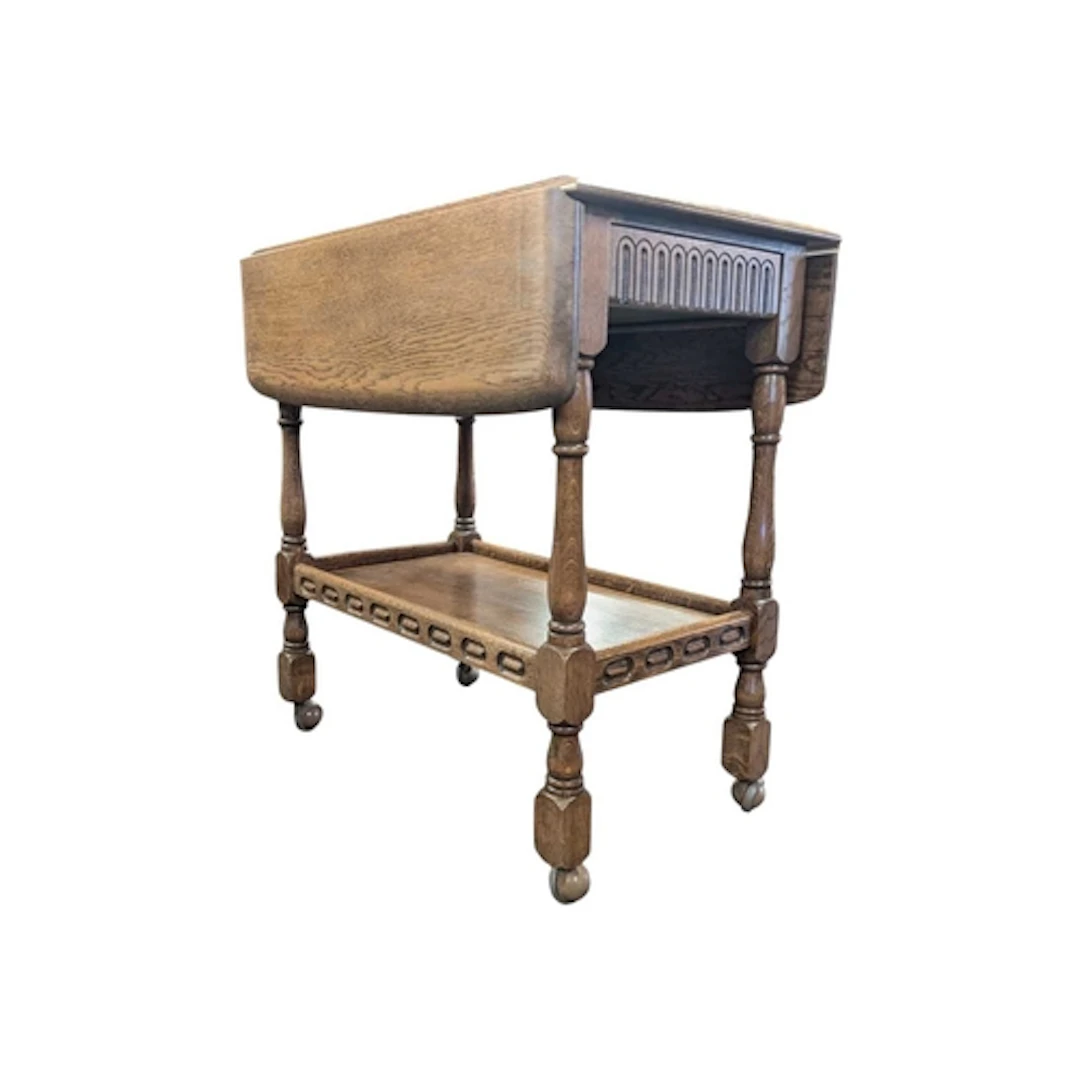 Priory Style Furniture - Mid century elm drop leaf serving t...