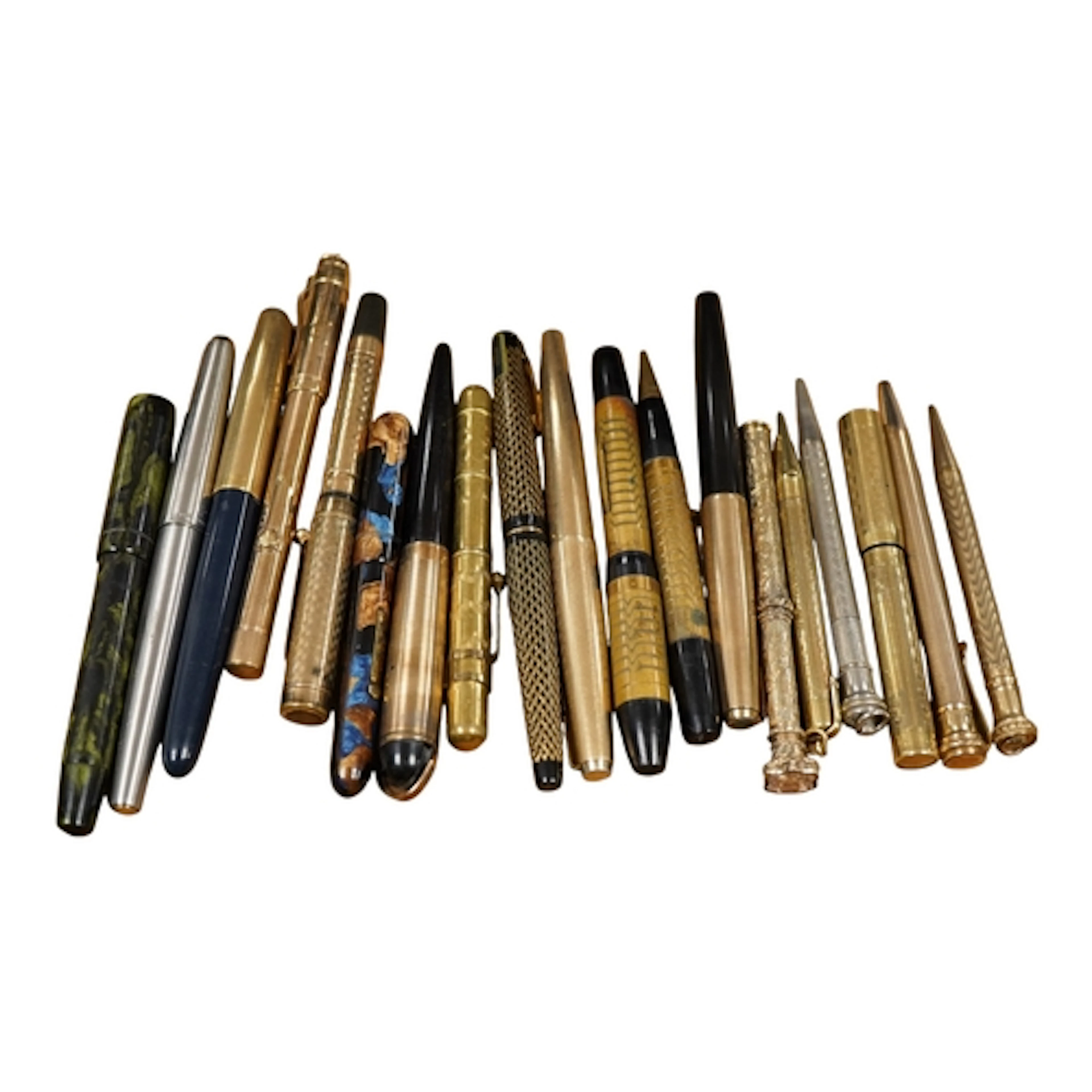 A collection of fountain pens and pencils to include Parker,...