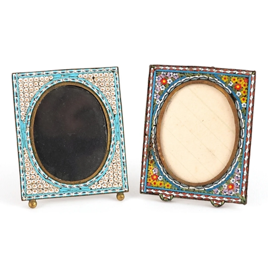 Two 19th century Italian floral micro mosaic easel picture f...