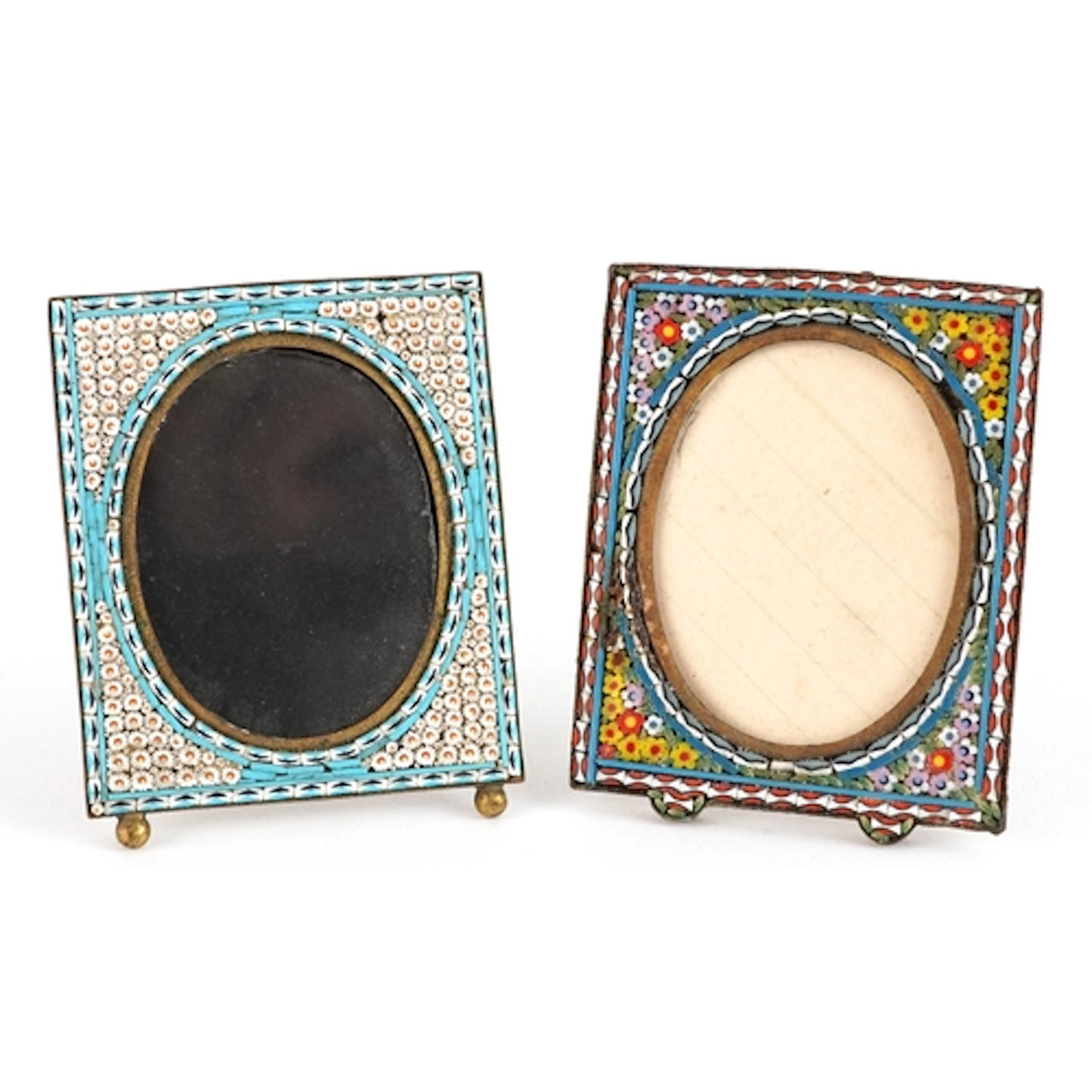 Two 19th century Italian floral micro mosaic easel picture f...